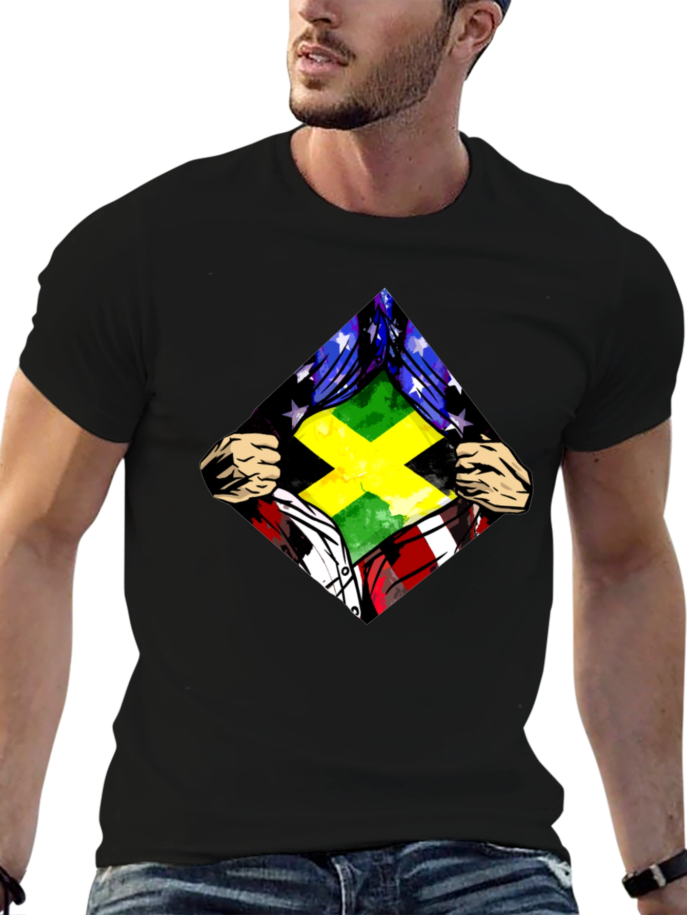 Jamaica USA Flag T-Shirt Hero Graphic Tee