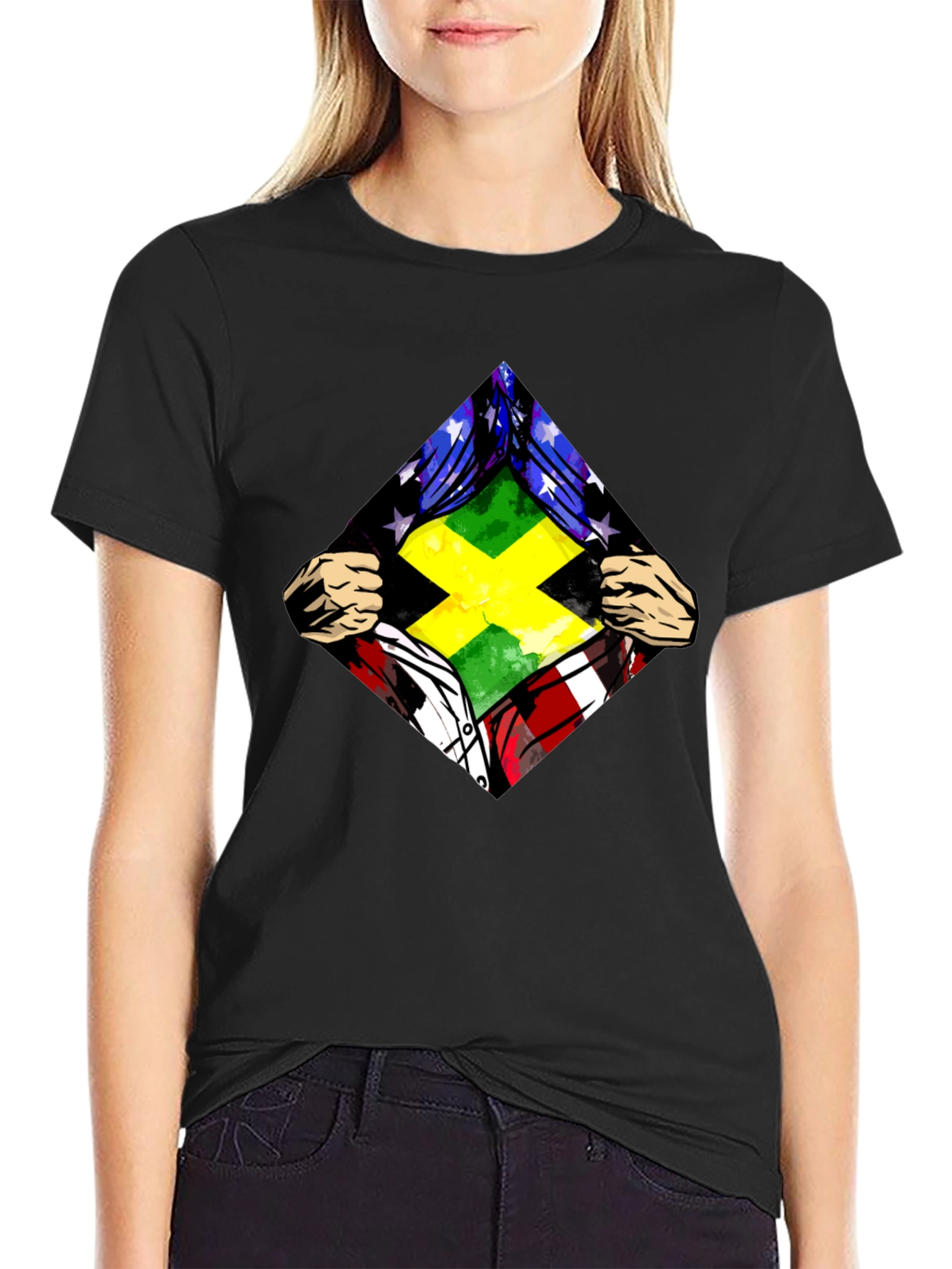 Jamaica USA Flag T-Shirt Hero Graphic Tee