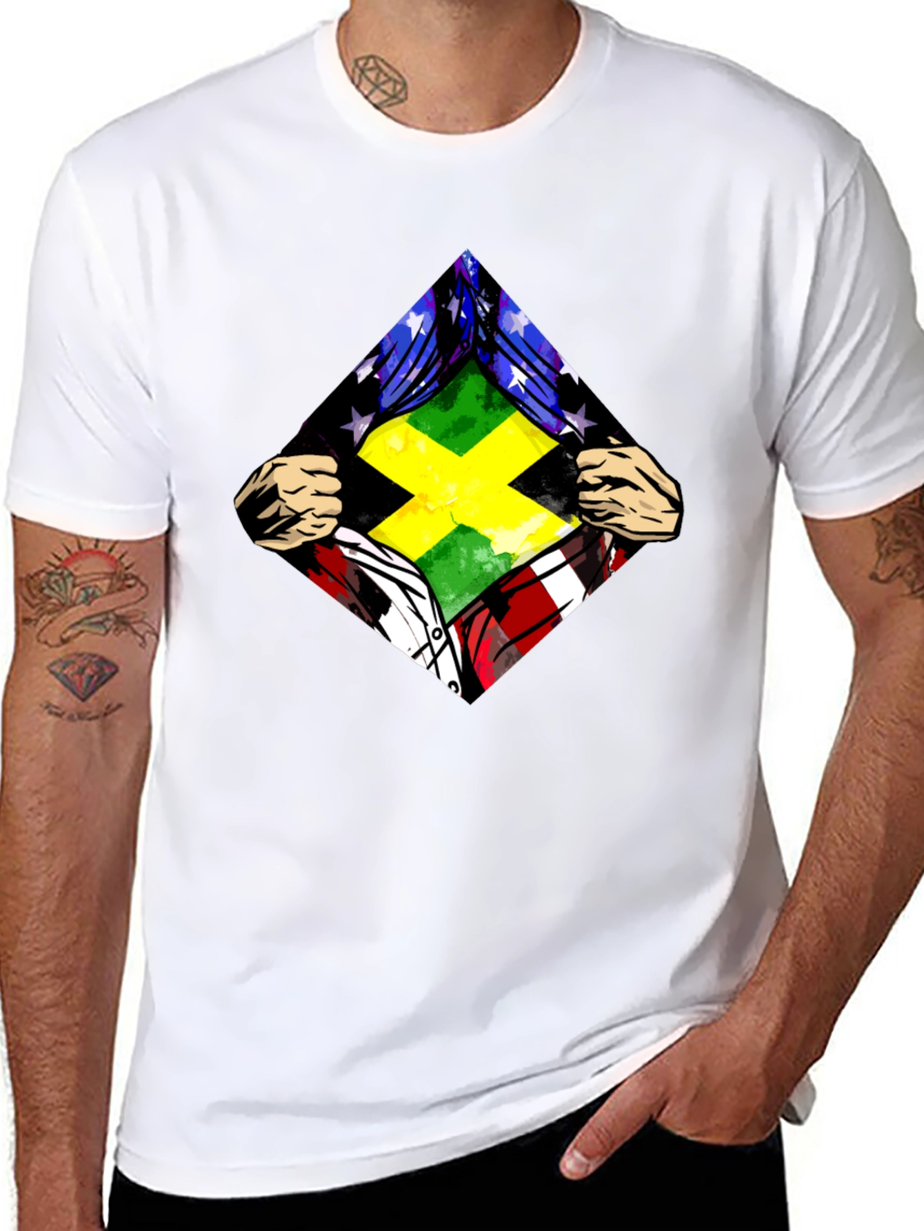 Jamaica USA Flag T-Shirt Hero Graphic Tee
