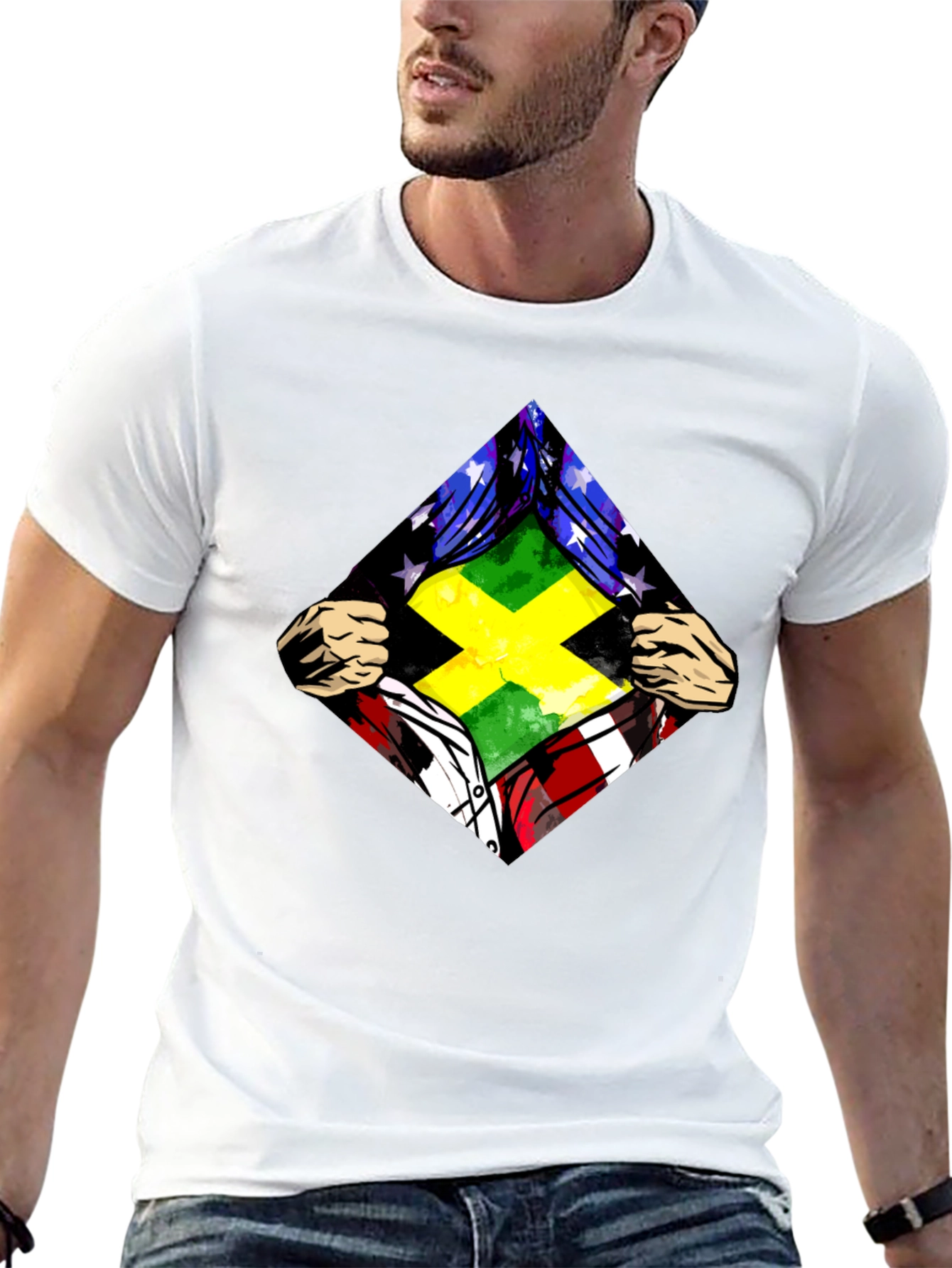Jamaica USA Flag T-Shirt Hero Graphic Tee