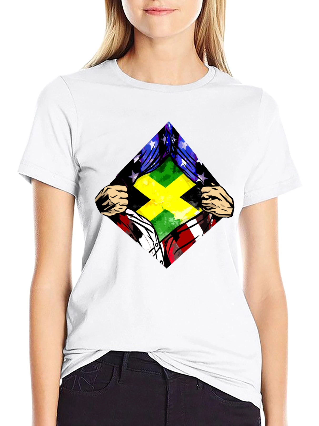 Jamaica USA Flag T-Shirt Hero Graphic Tee
