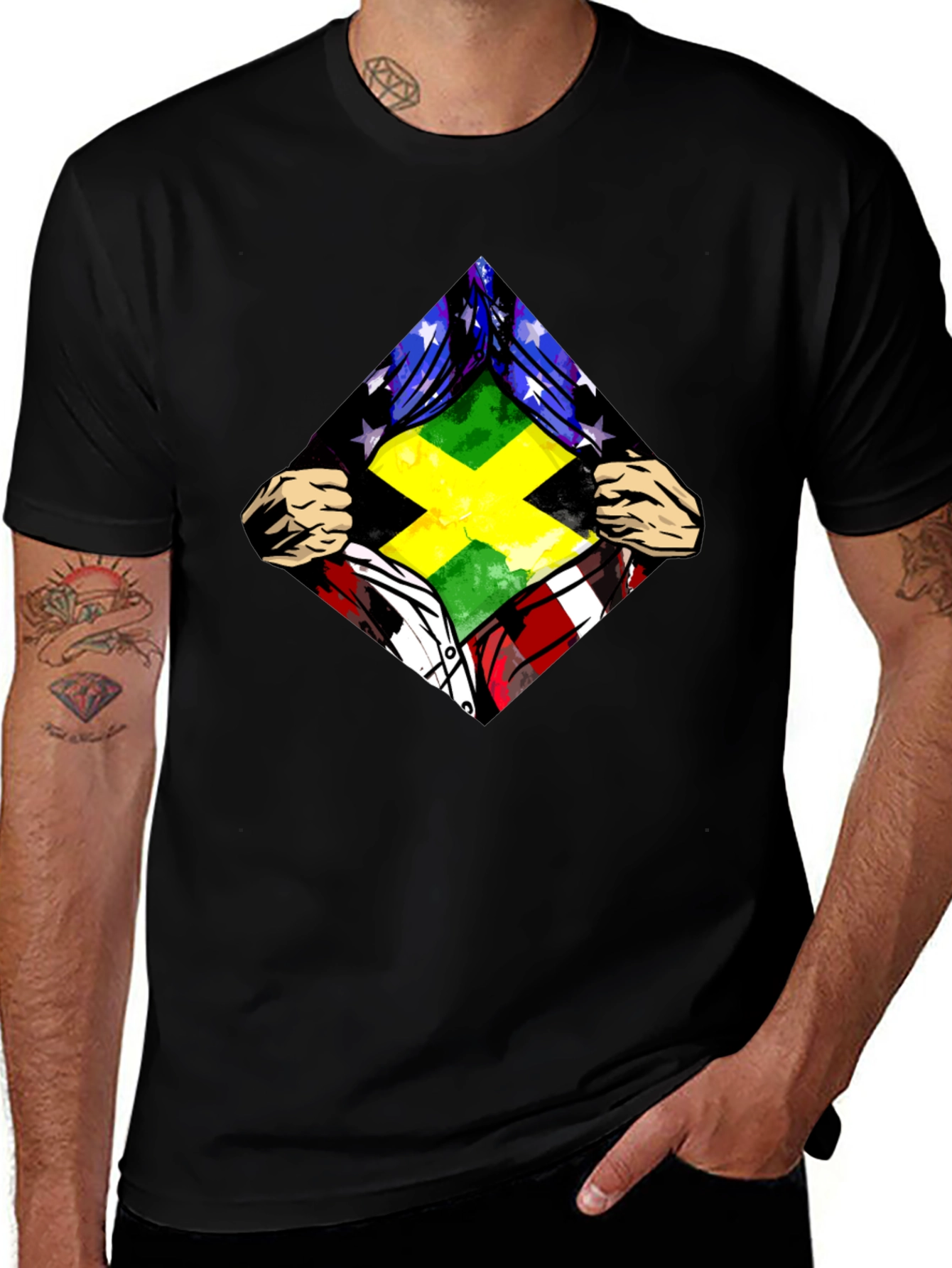 Jamaica USA Flag T-Shirt Hero Graphic Tee