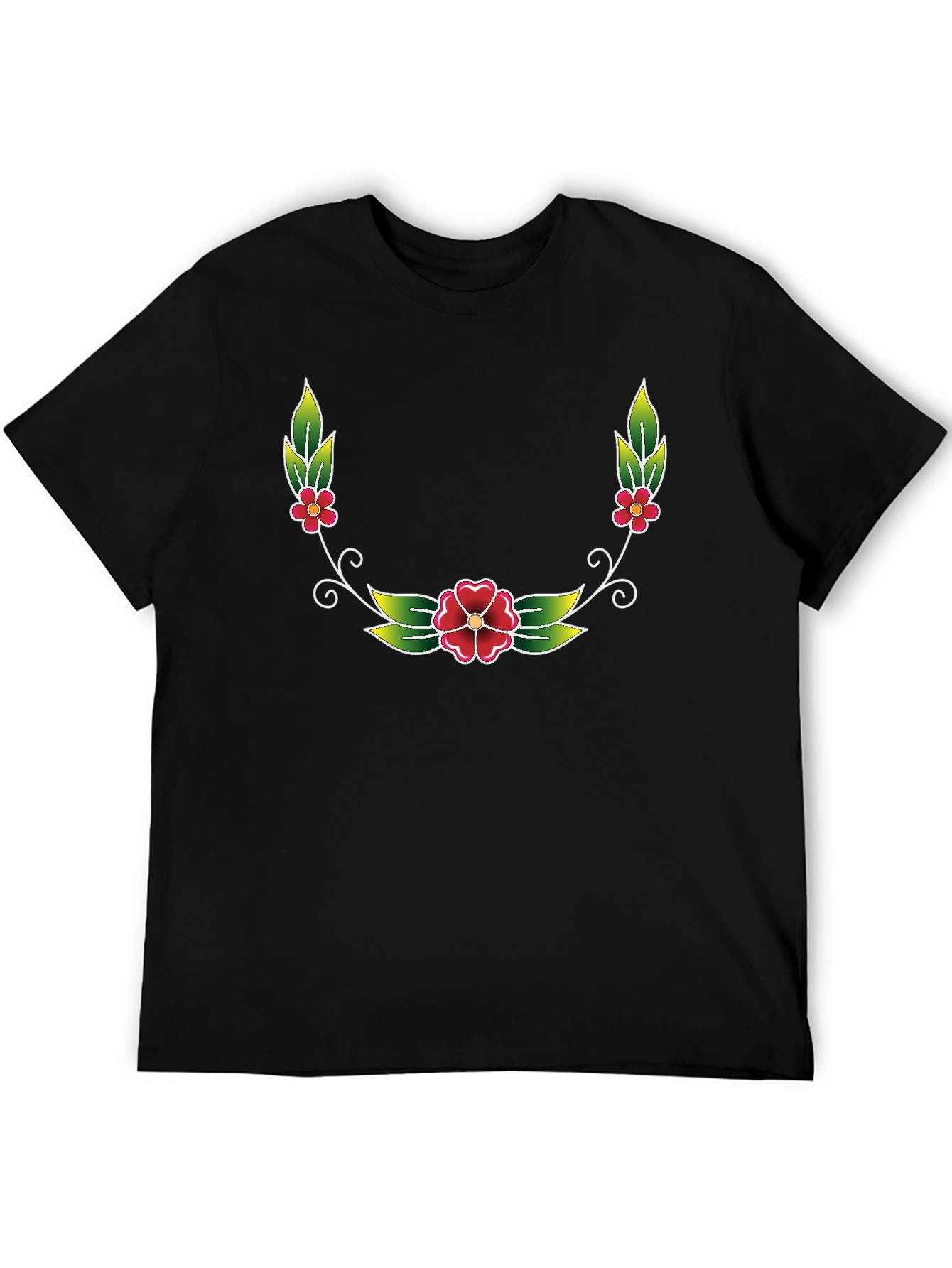Floral Wreath Graphic Tee - Black