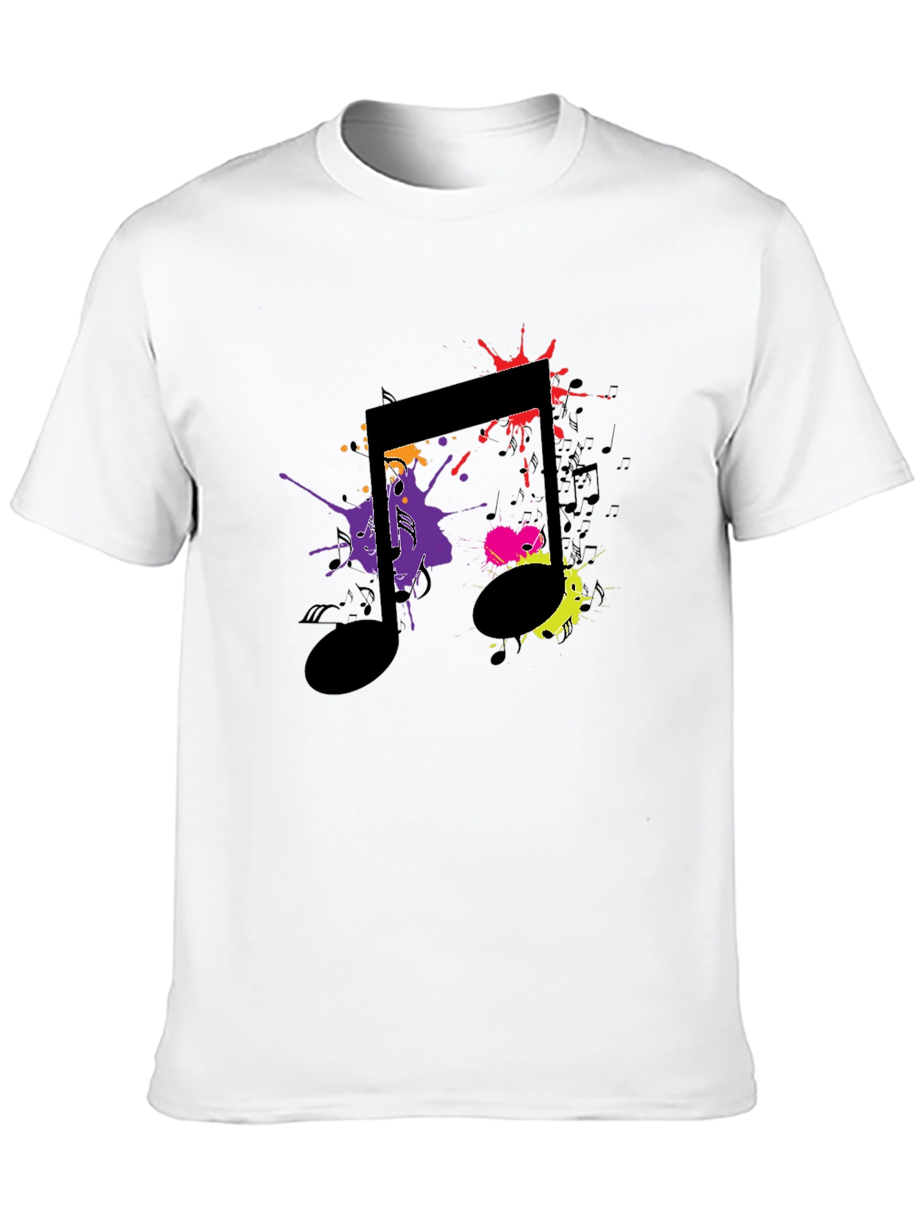 Musical Note Splatter Graphic Black T-Shirt