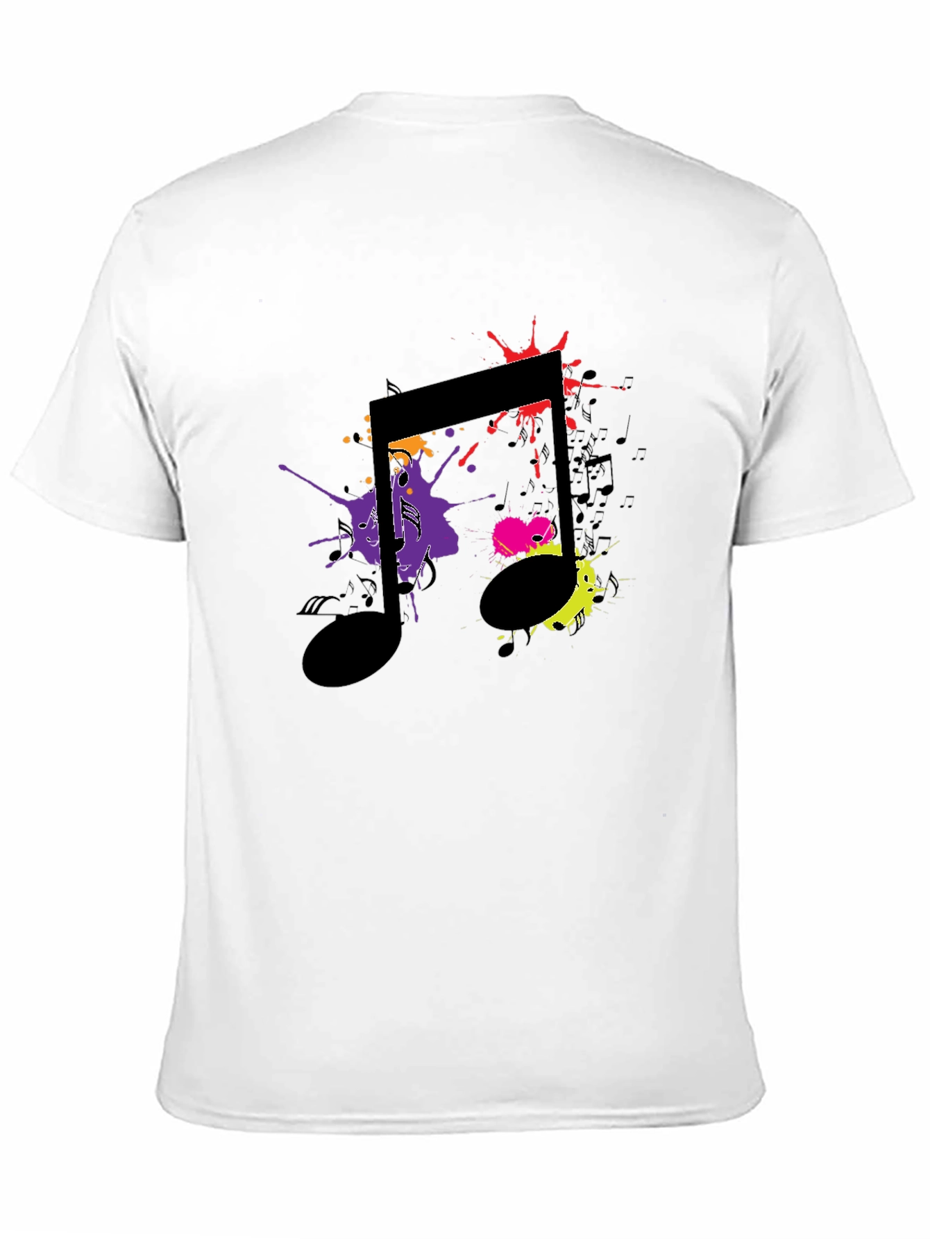 Musical Note Splatter Graphic Black T-Shirt