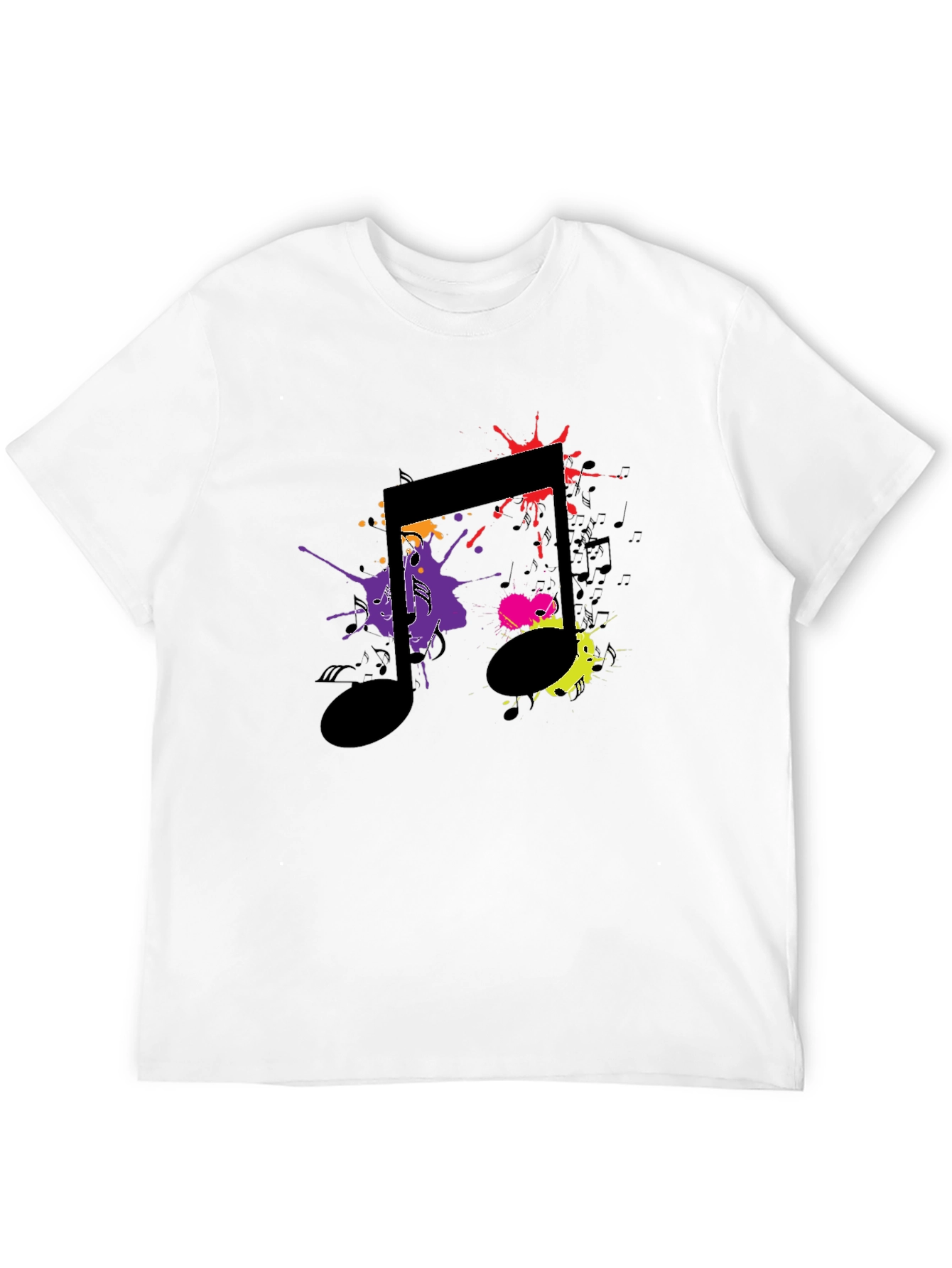 Musical Note Splatter Graphic Black T-Shirt