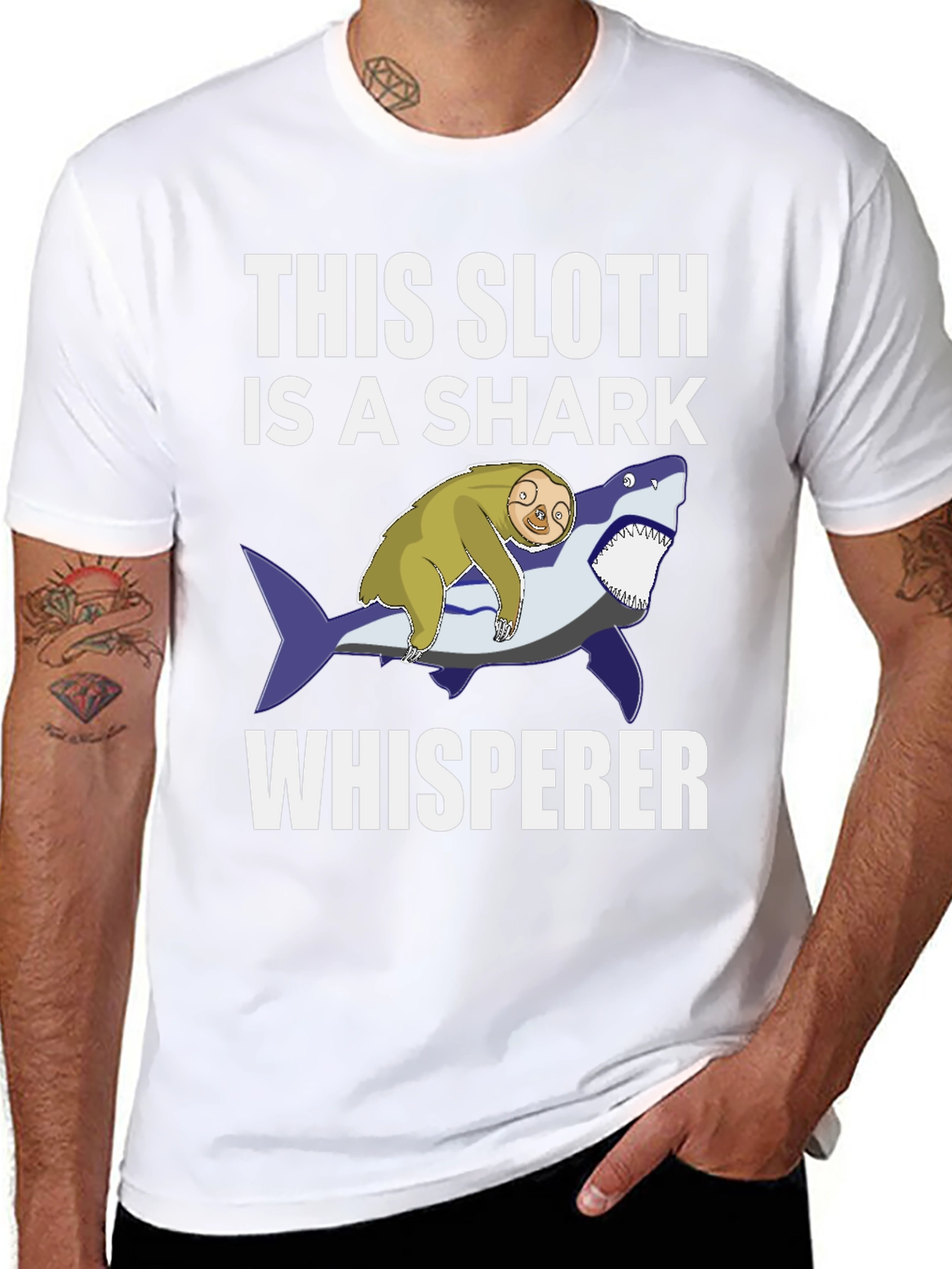 Sloth Shark Whisperer Graphic T-Shirt