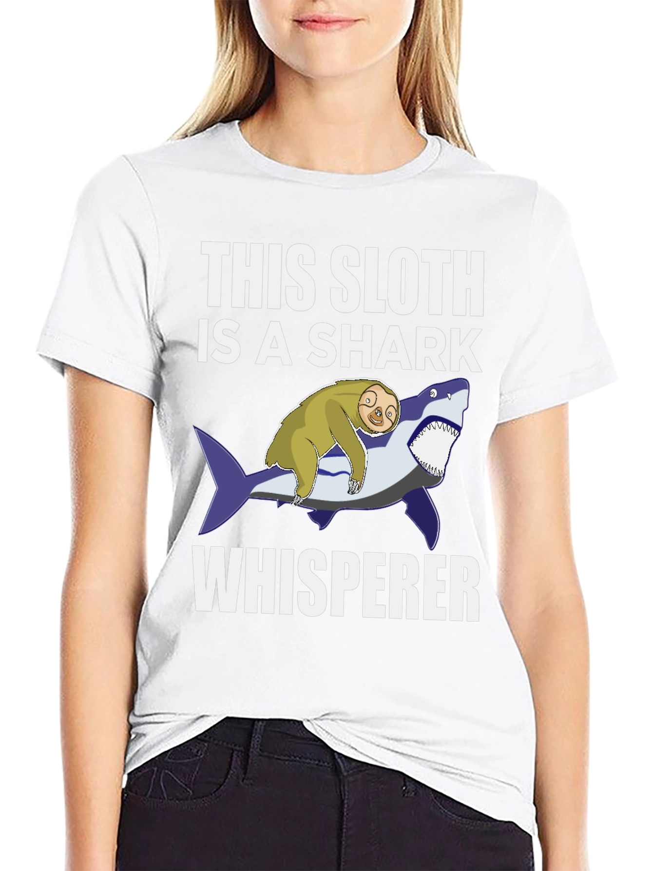 Sloth Shark Whisperer Graphic T-Shirt