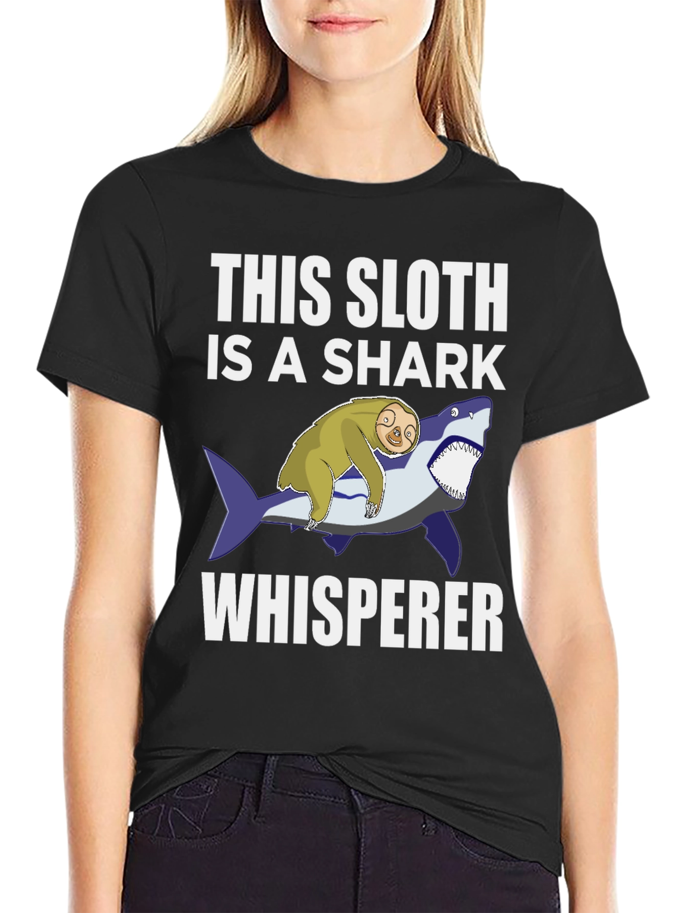 Sloth Shark Whisperer Graphic T-Shirt