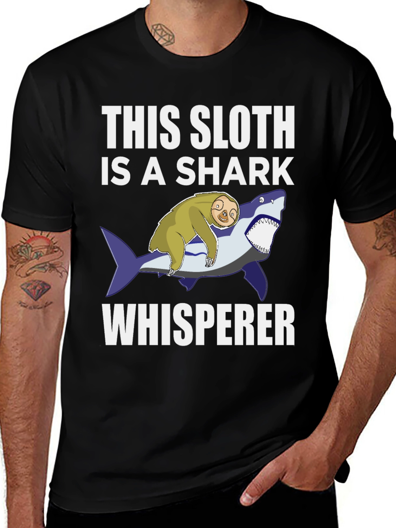Sloth Shark Whisperer Graphic T-Shirt