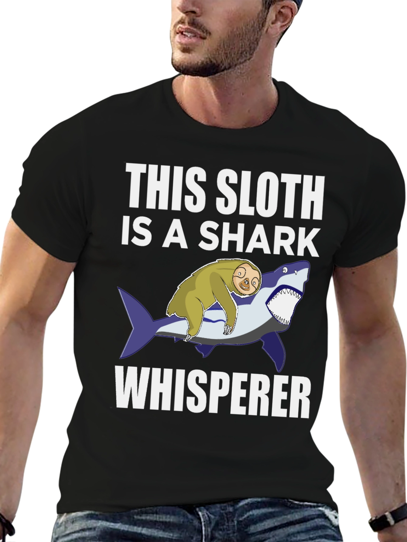 Sloth Shark Whisperer Graphic T-Shirt