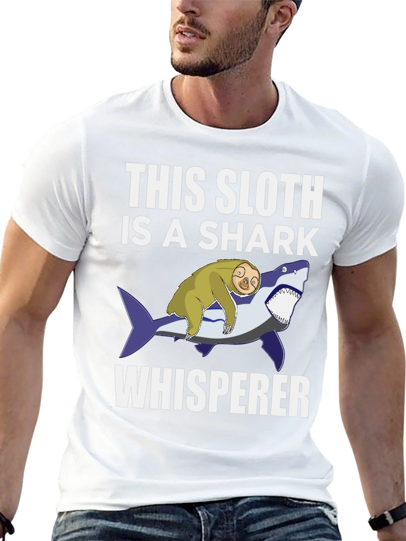 Sloth Shark Whisperer Graphic T-Shirt