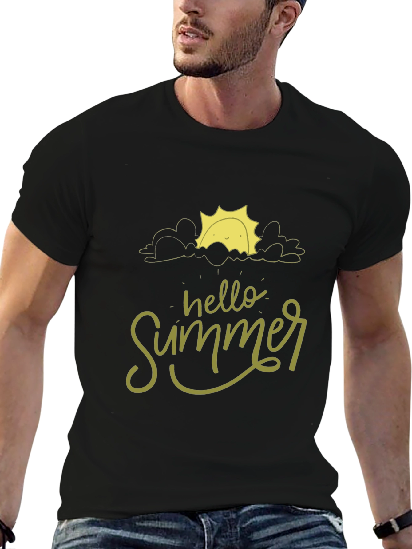 Hello Summer Black T-Shirt - Trendy Graphic Tee