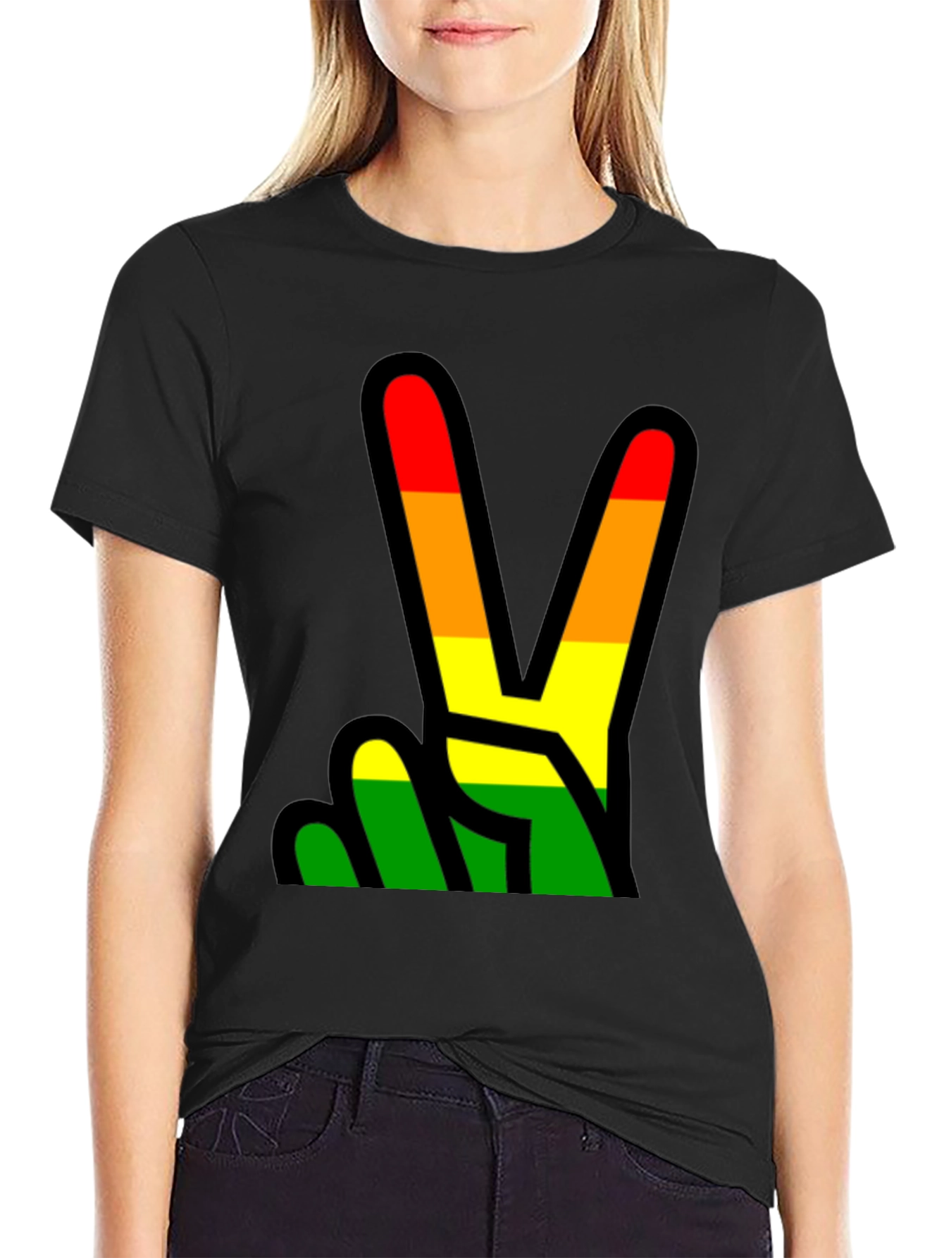 Rainbow Peace Sign Graphic Tee
