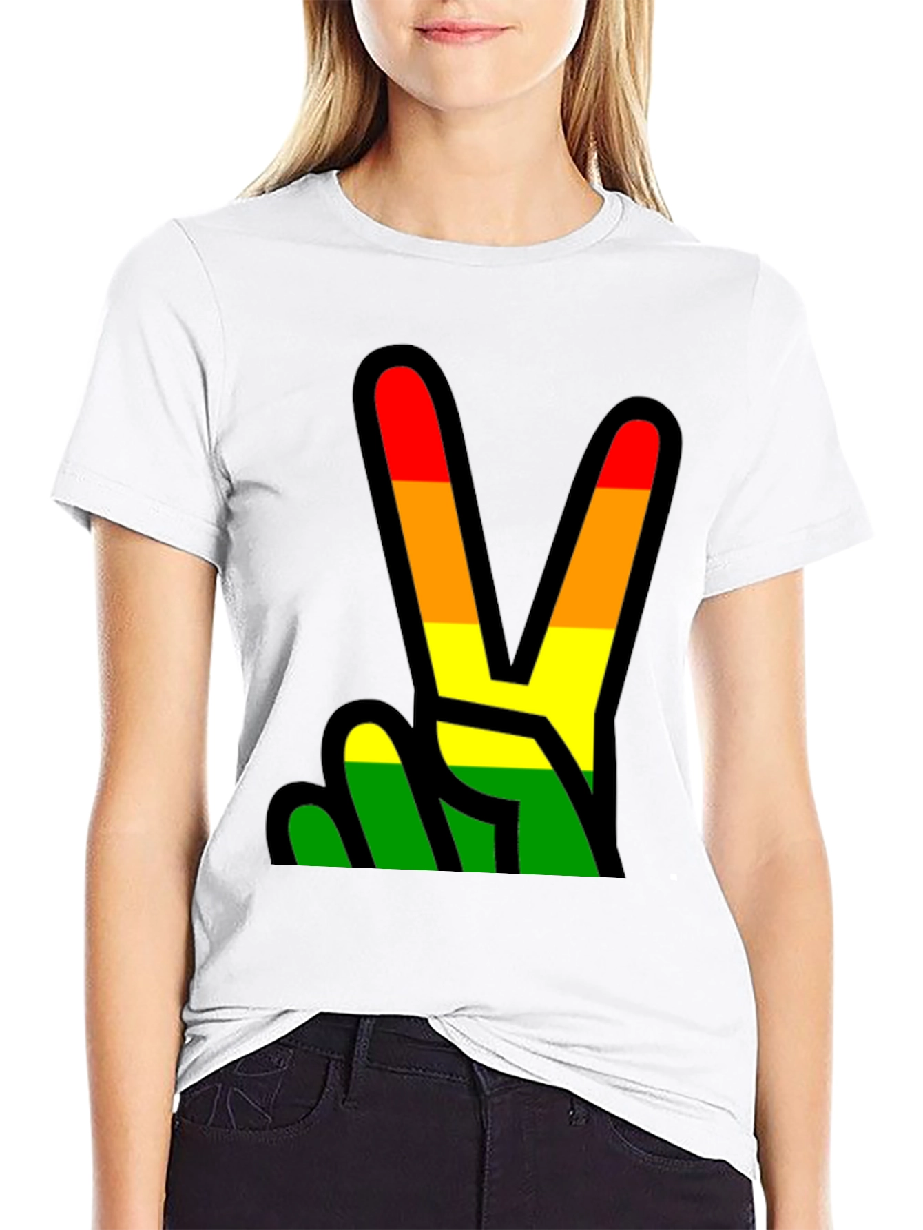 Rainbow Peace Sign Graphic Tee