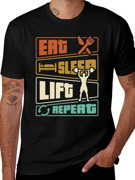 Eat Sleep Lift Repeat Graphic T-Shirt