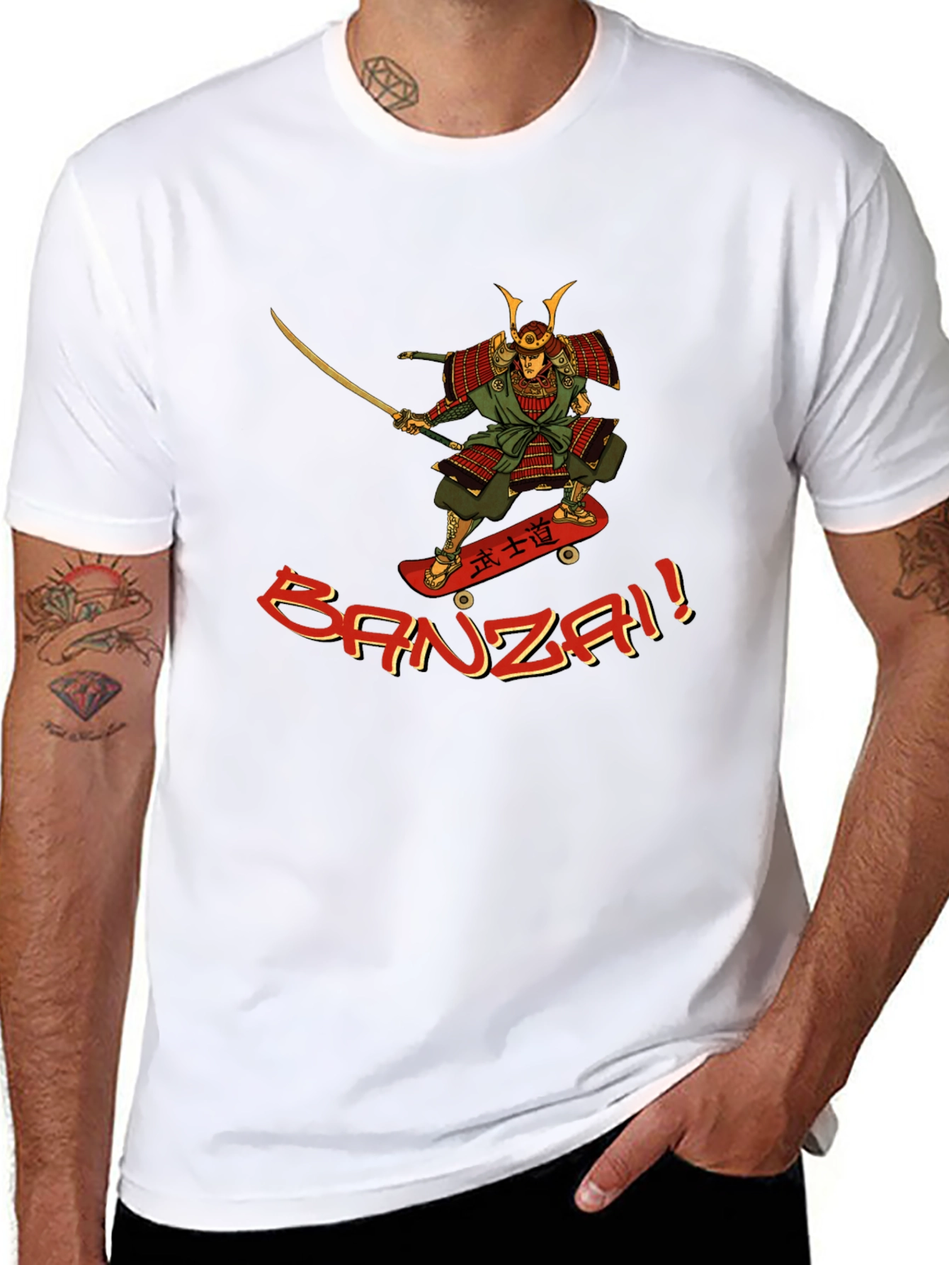 Samurai Skateboarder Graphic T-Shirt