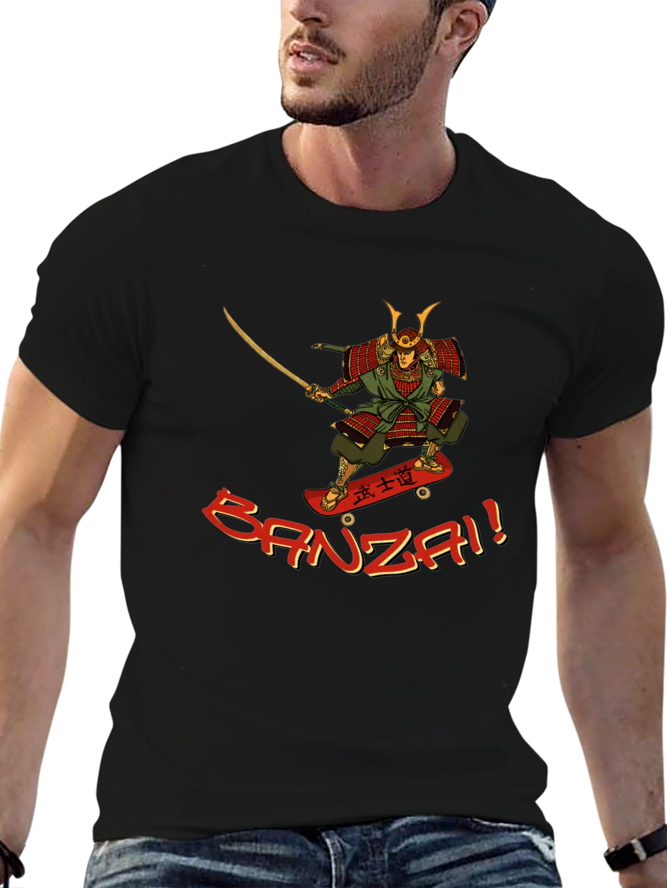 Samurai Skateboarder Graphic T-Shirt