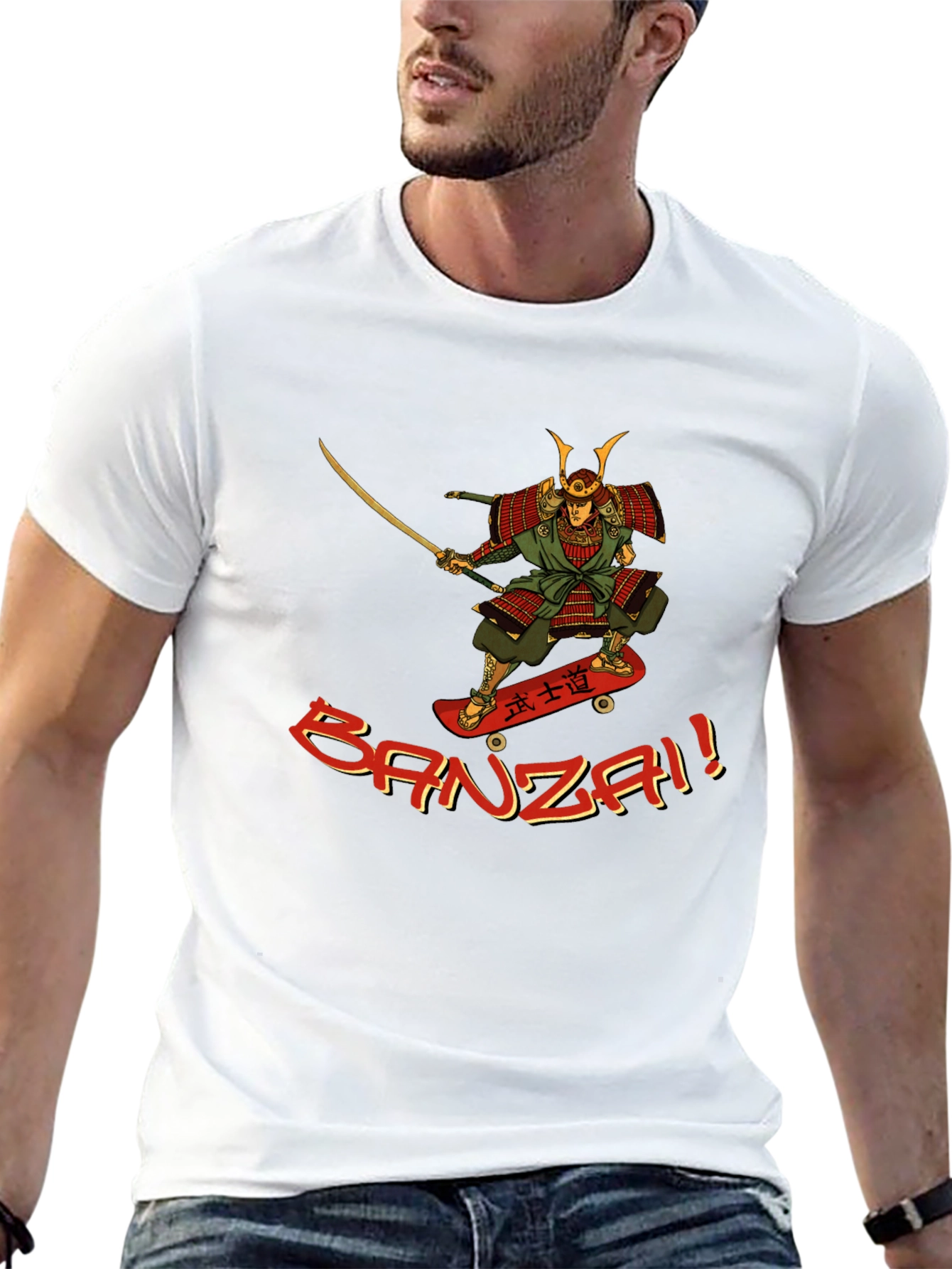 Samurai Skateboarder Graphic T-Shirt