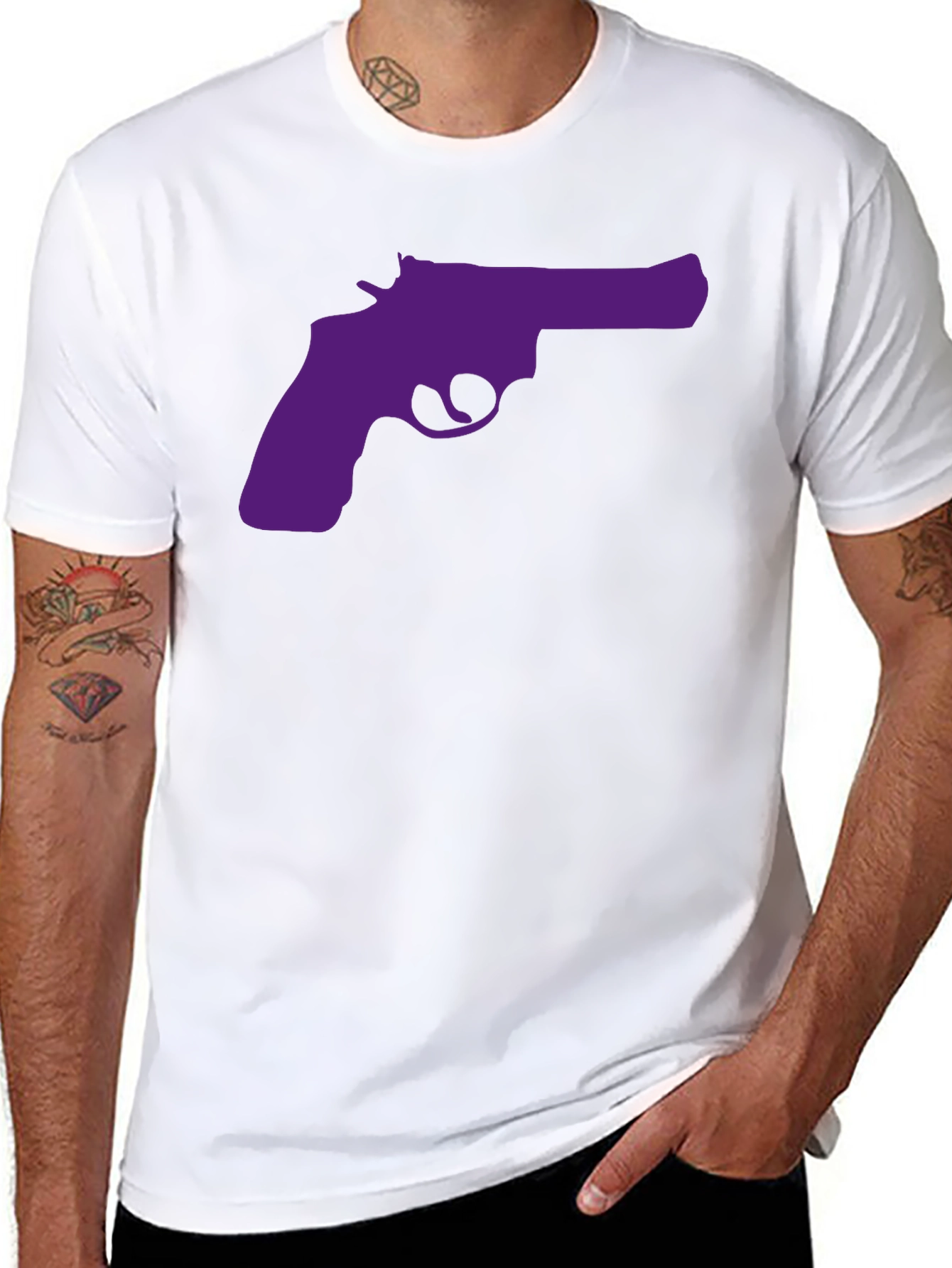 Purple Revolver Graphic Black T-Shirt