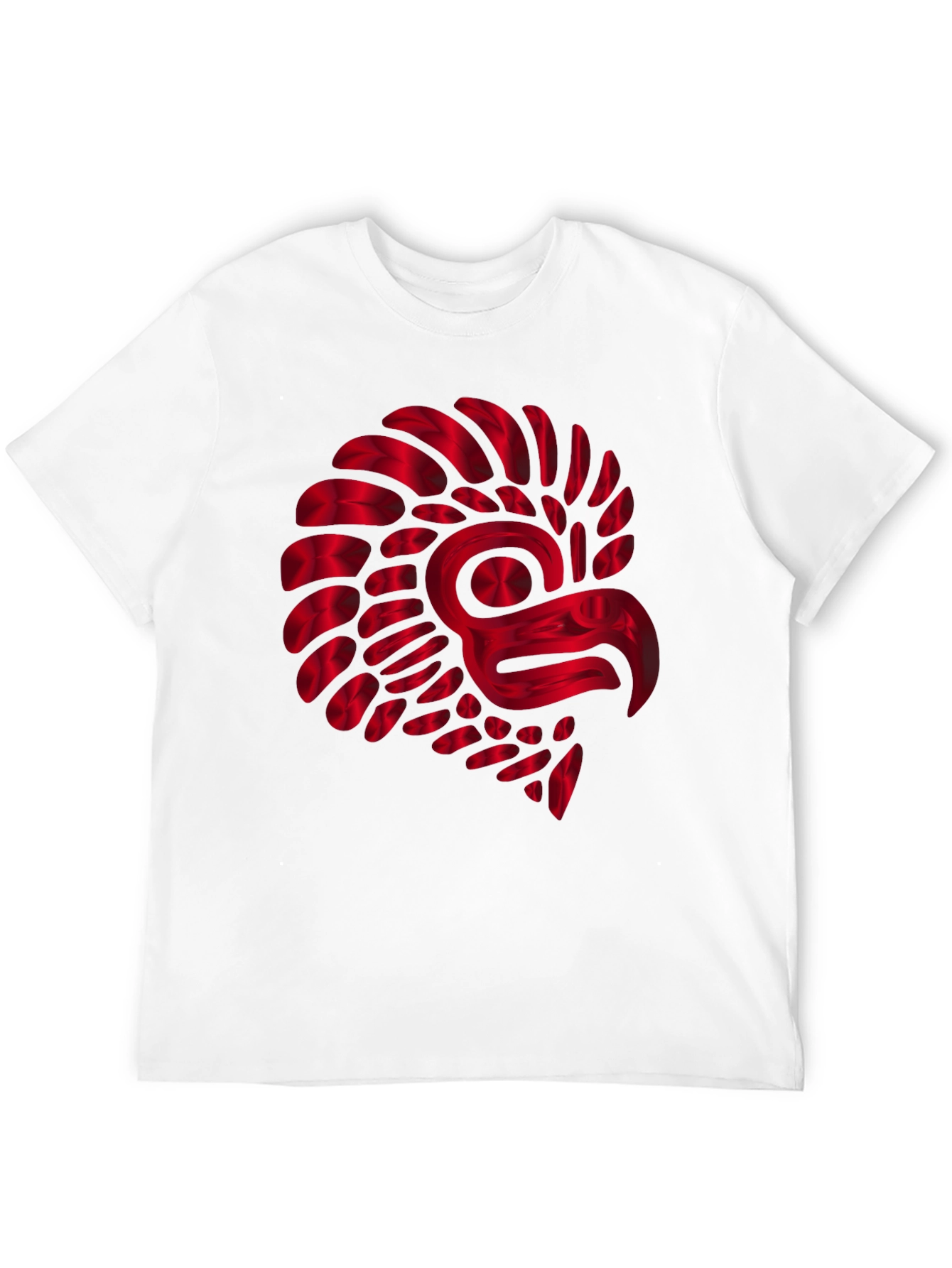 Red Metallic Eagle Design Black T-Shirt