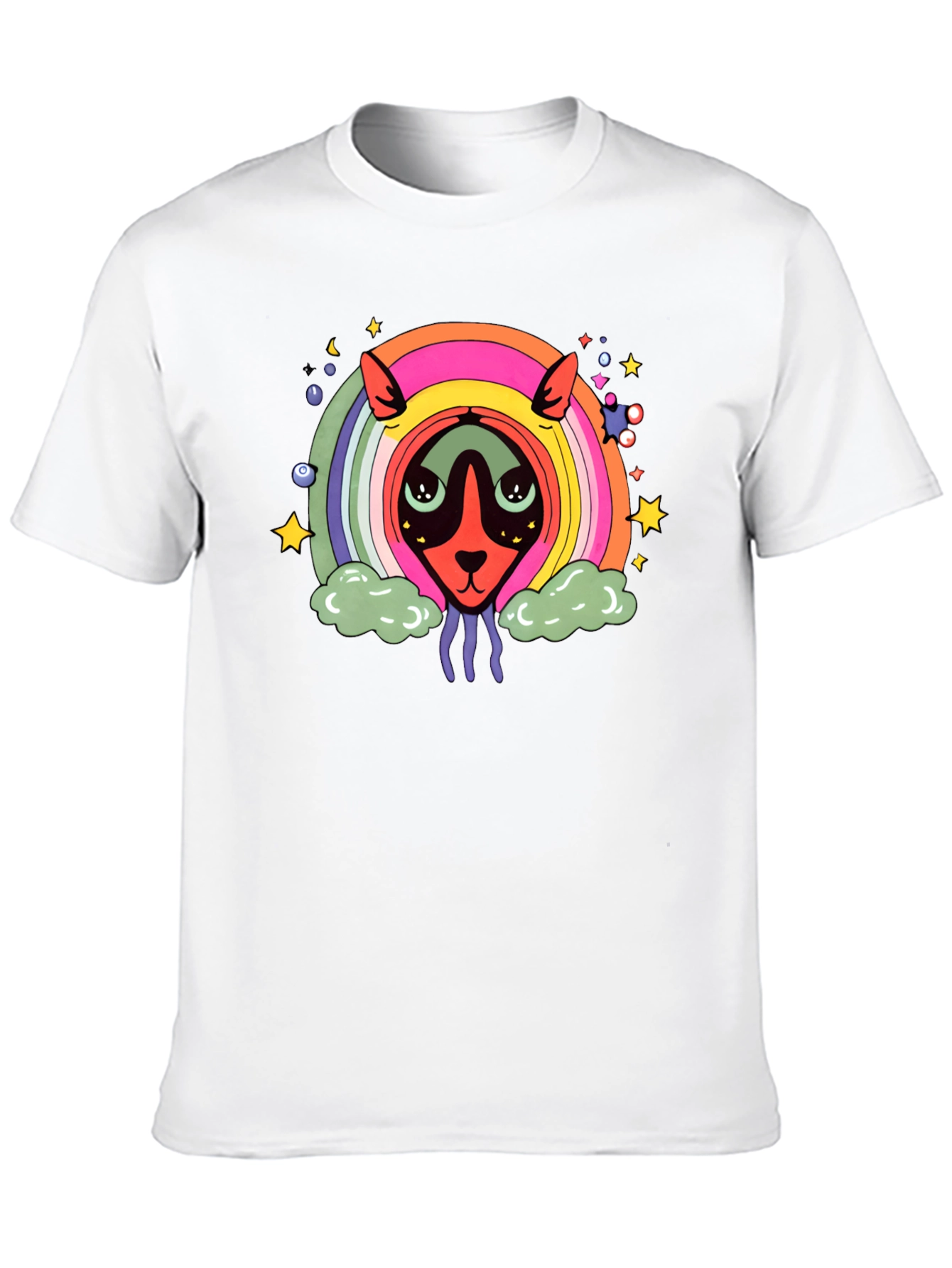 Psychedelic Rainbow Alien Black T-Shirt