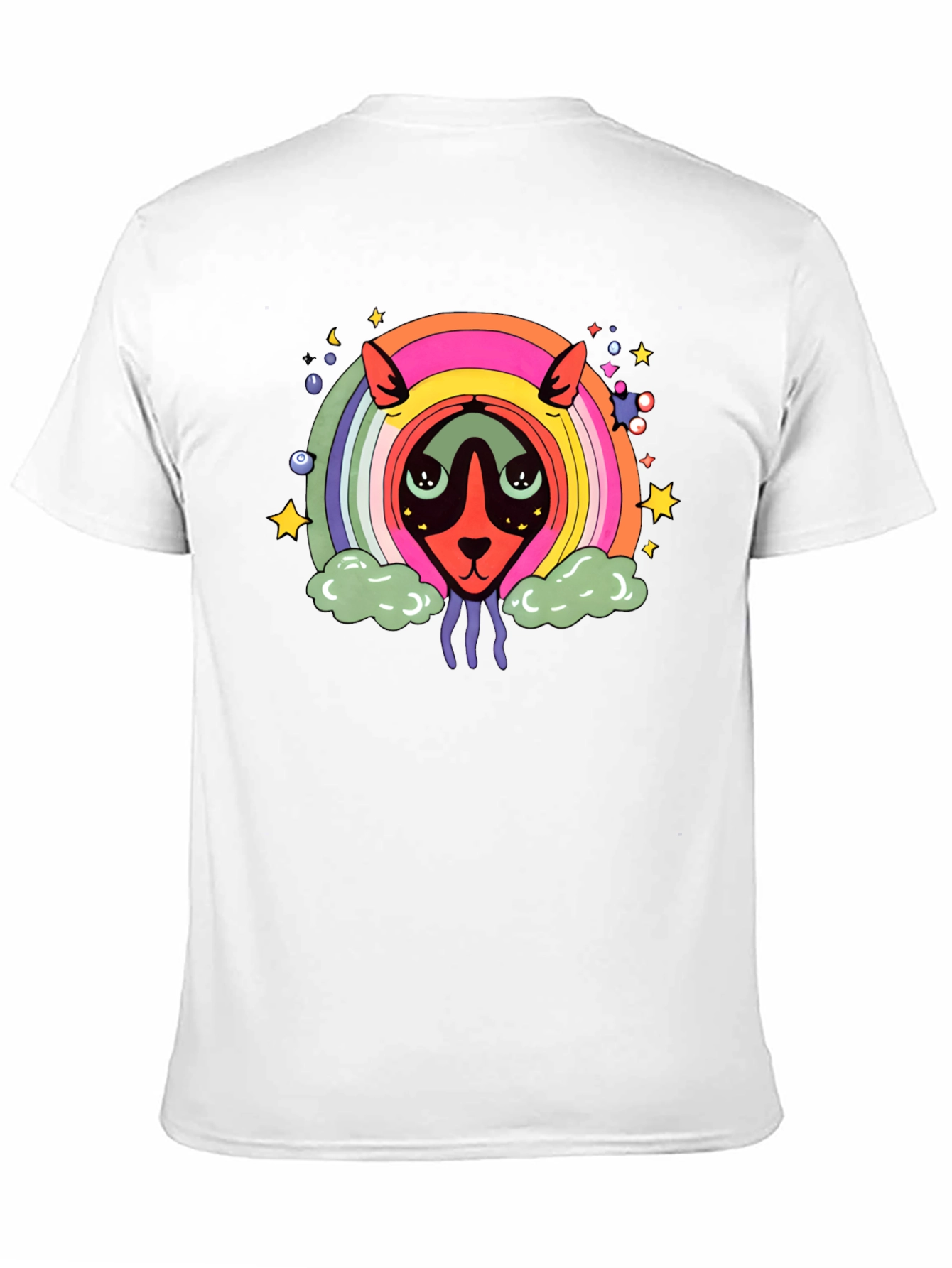 Psychedelic Rainbow Alien Black T-Shirt