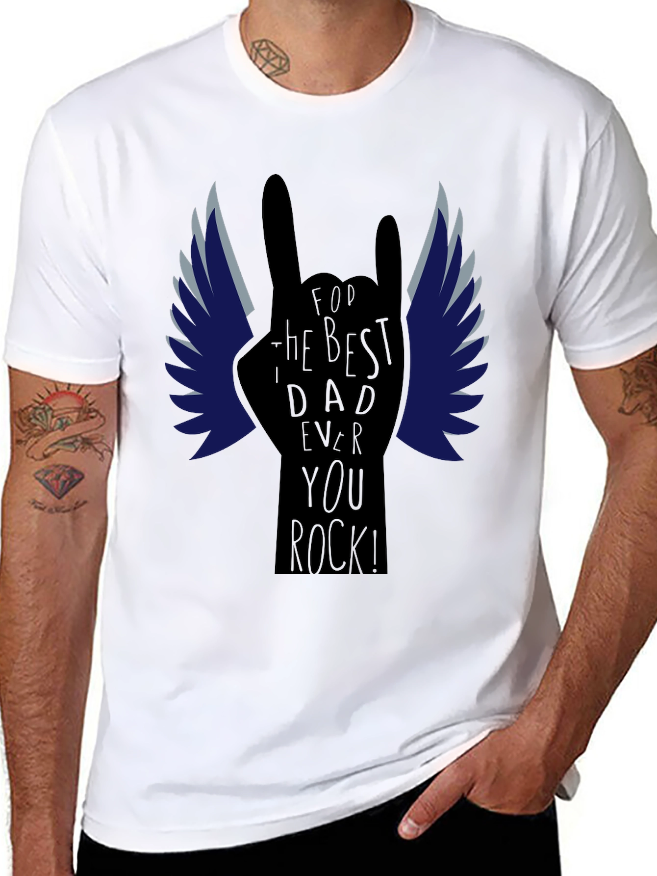 Best Dad Ever Rock Hand T-Shirt