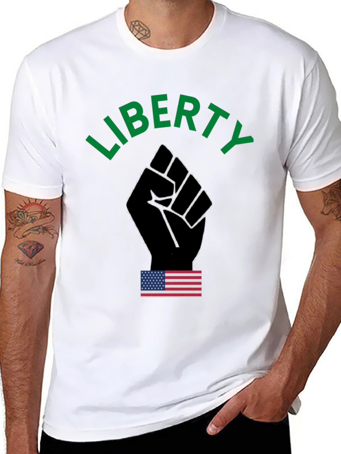 Liberty Fist Graphic T-Shirt - Patriotic Design