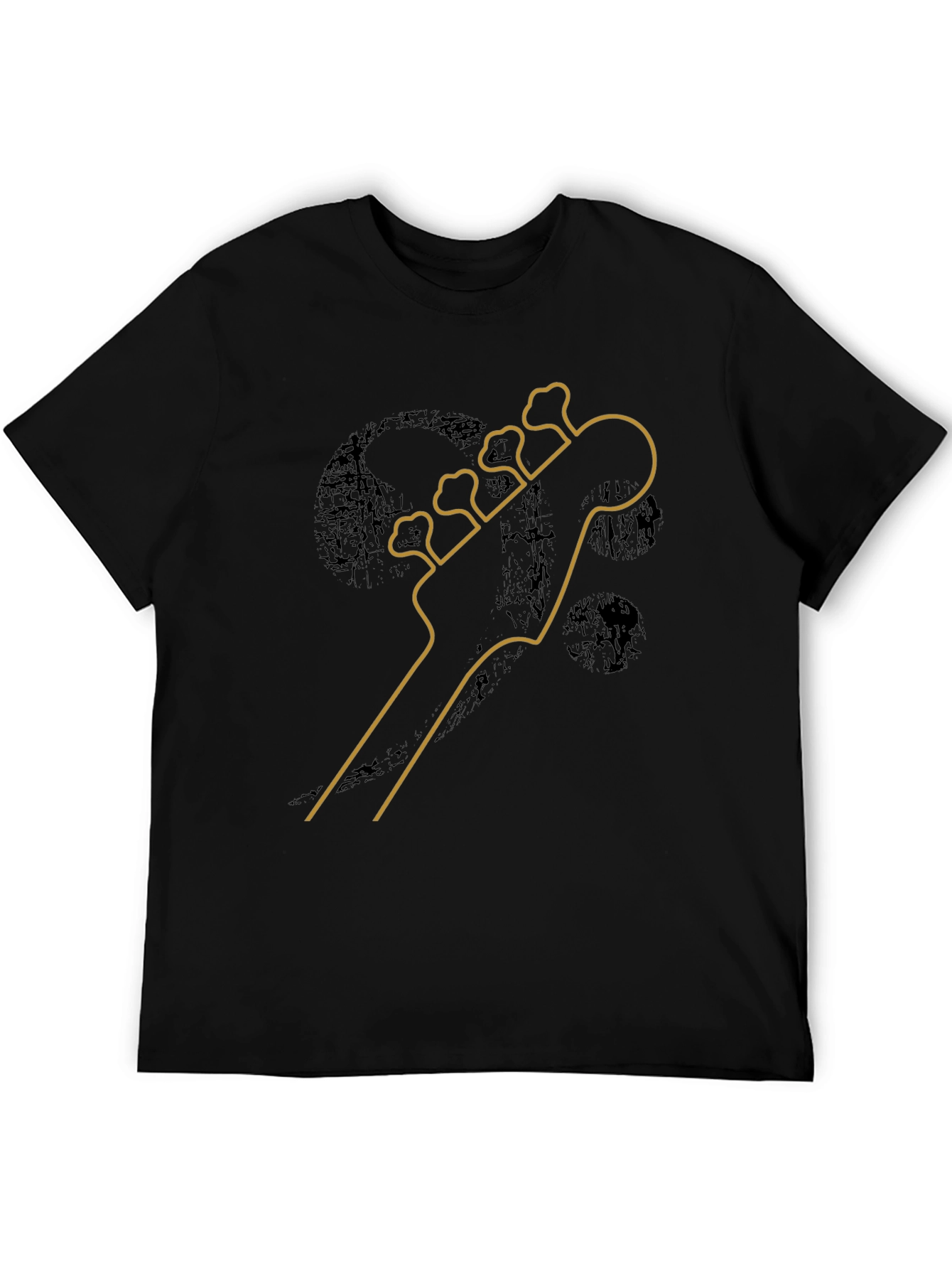 Bass Guitar Headstock Graphic Tee - Black