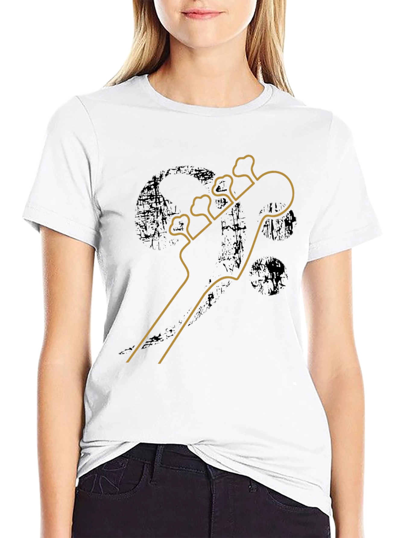 Bass Guitar Headstock Graphic Tee - Black