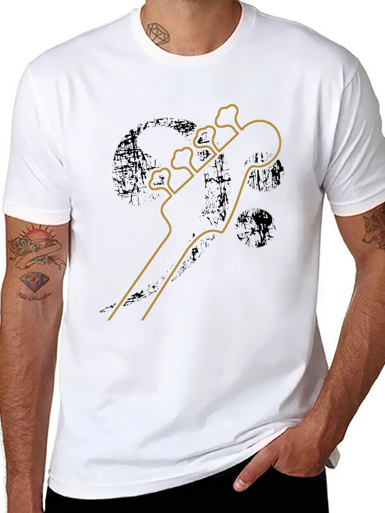 Bass Guitar Headstock Graphic Tee - Black