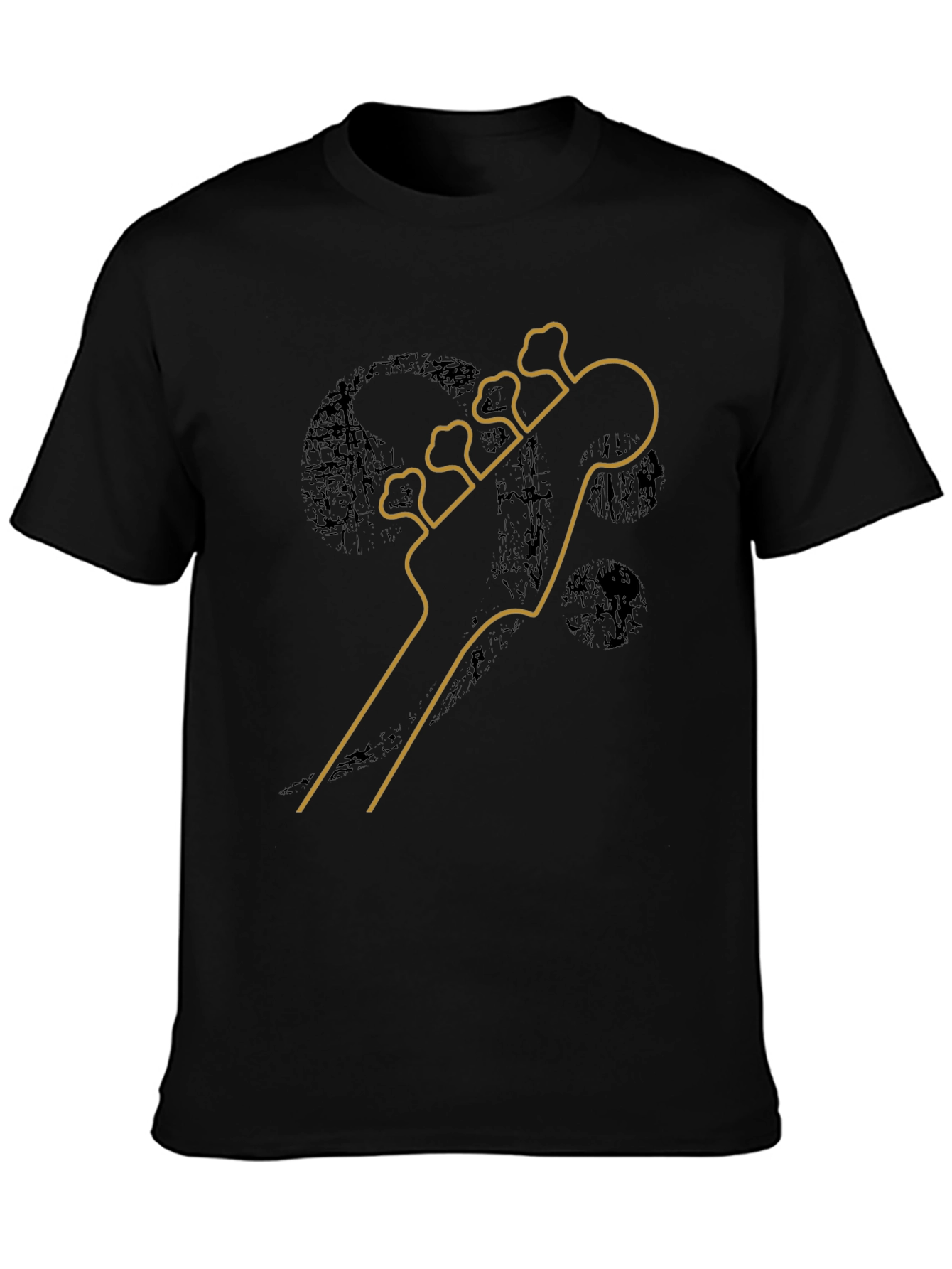 Bass Guitar Headstock Graphic Tee - Black