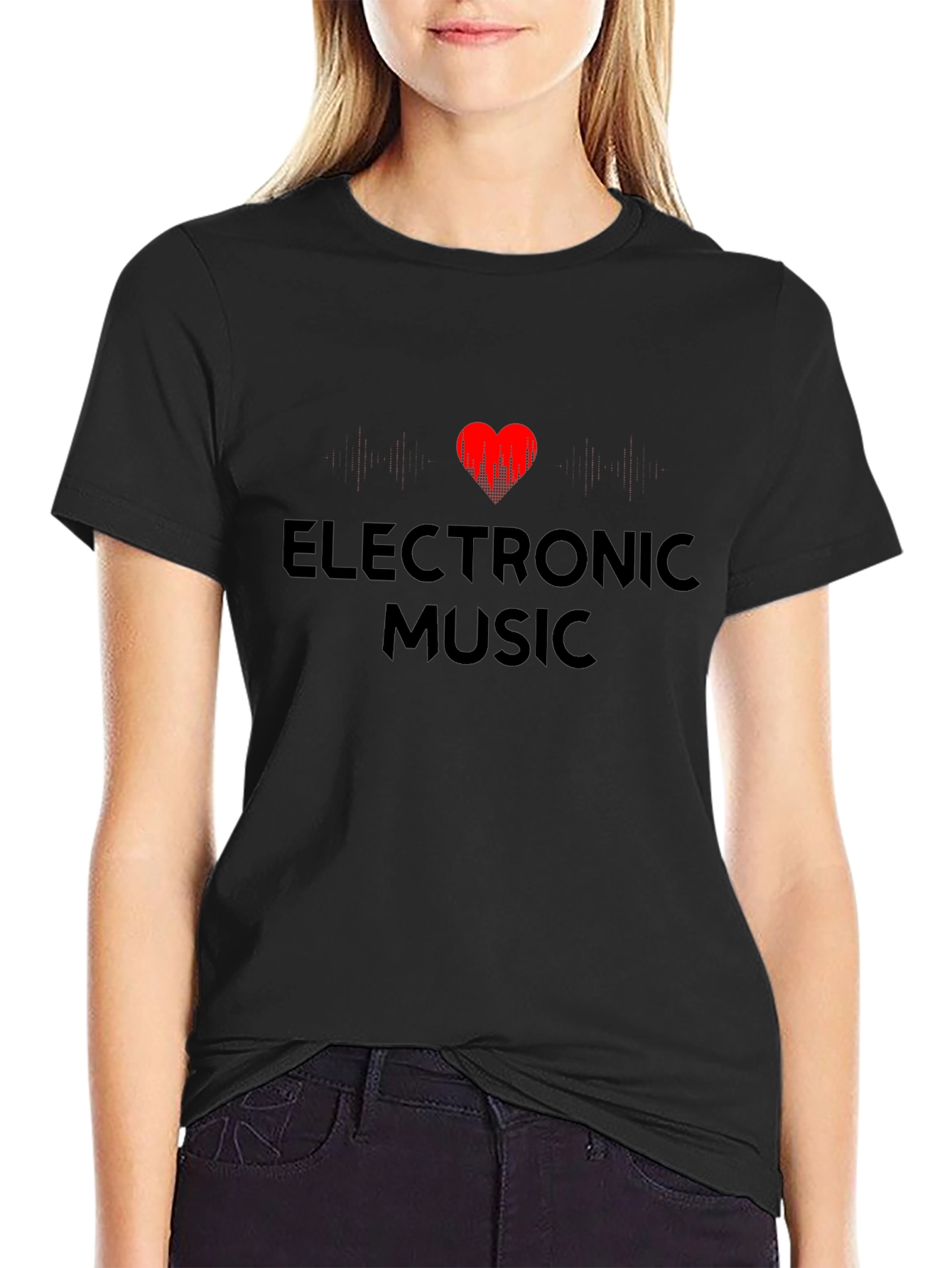 Electronic Music Heartbeat Black T-Shirt