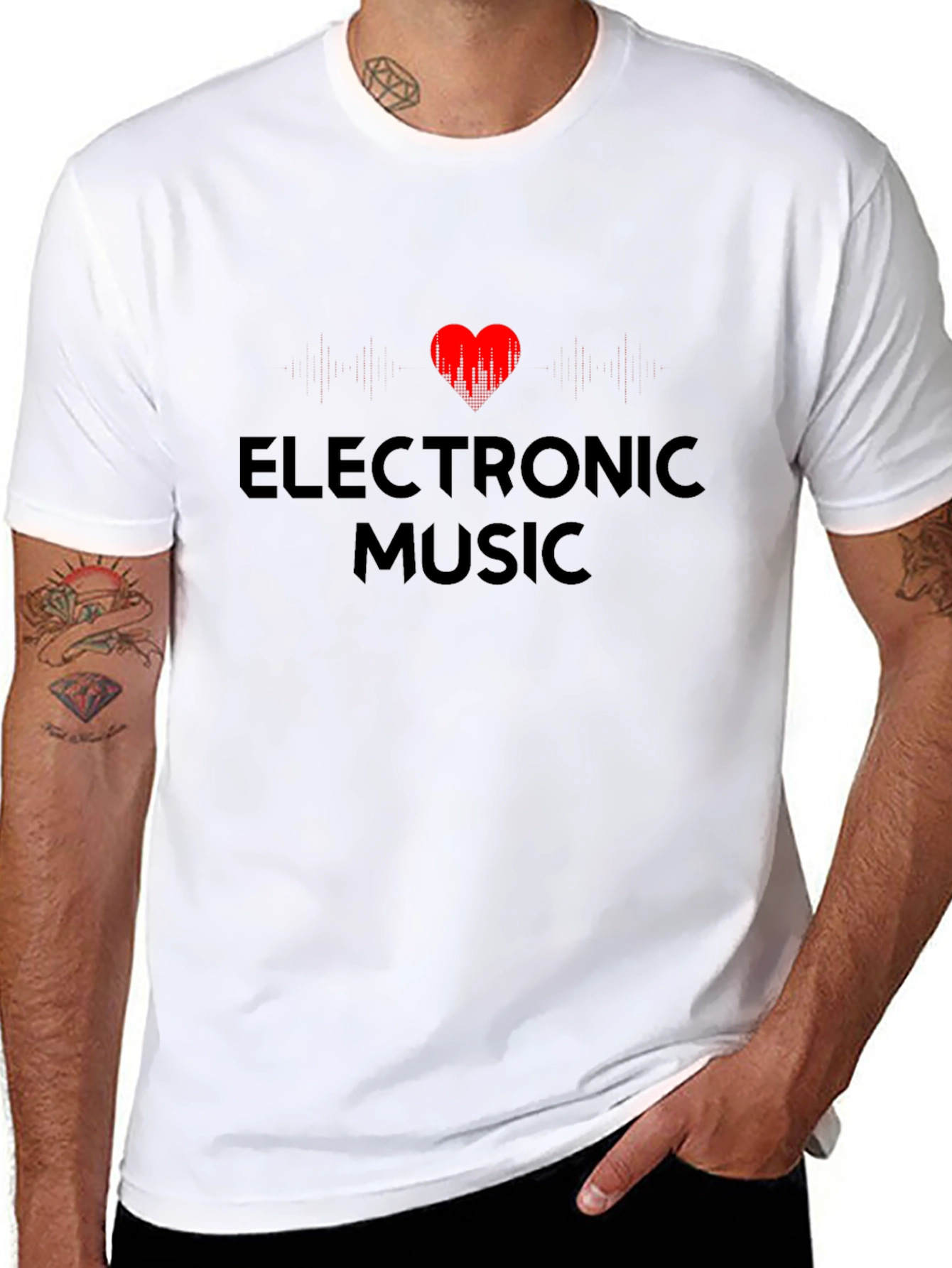 Electronic Music Heartbeat Black T-Shirt