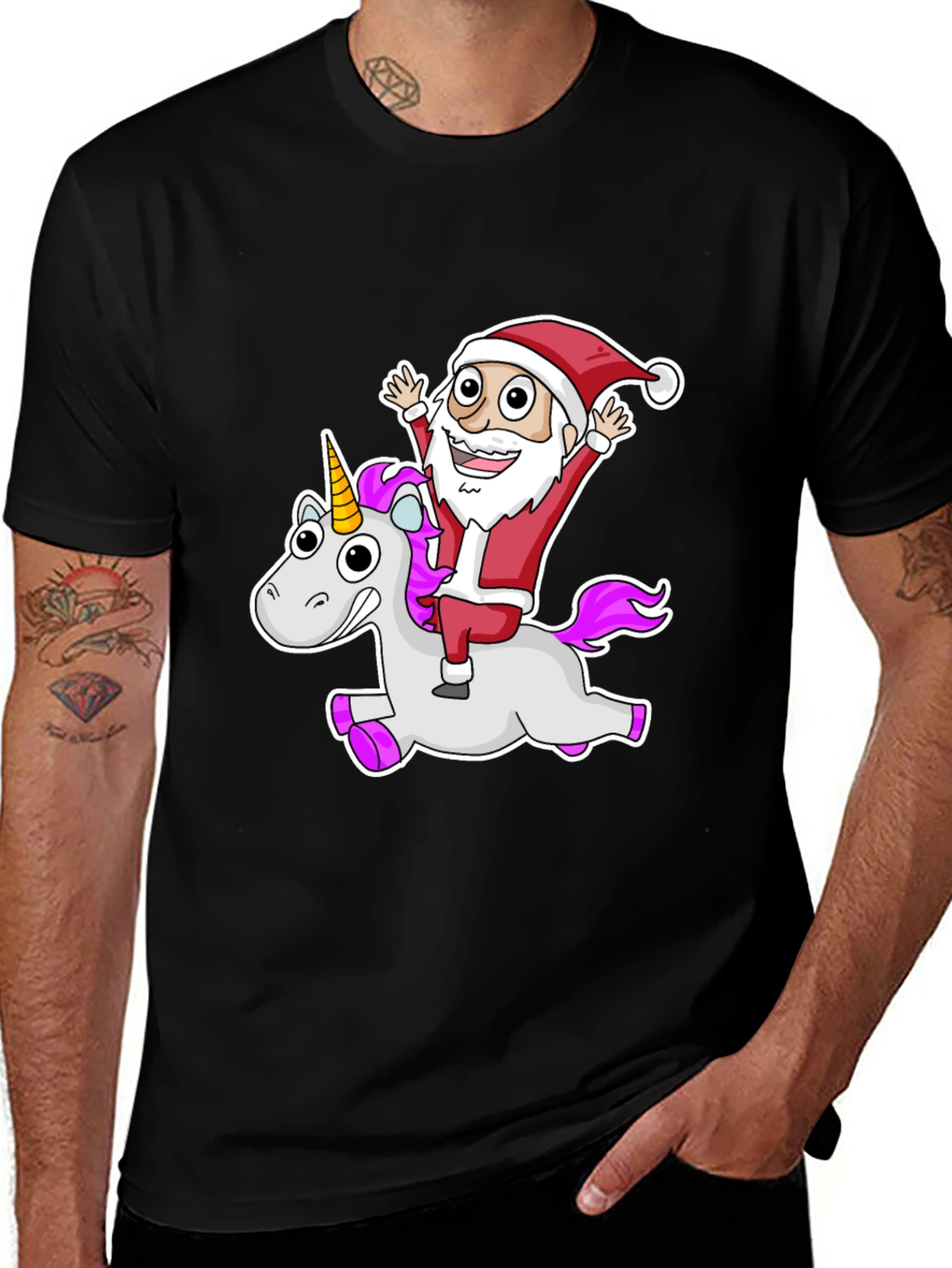 Santa Riding a Unicorn T-Shirt