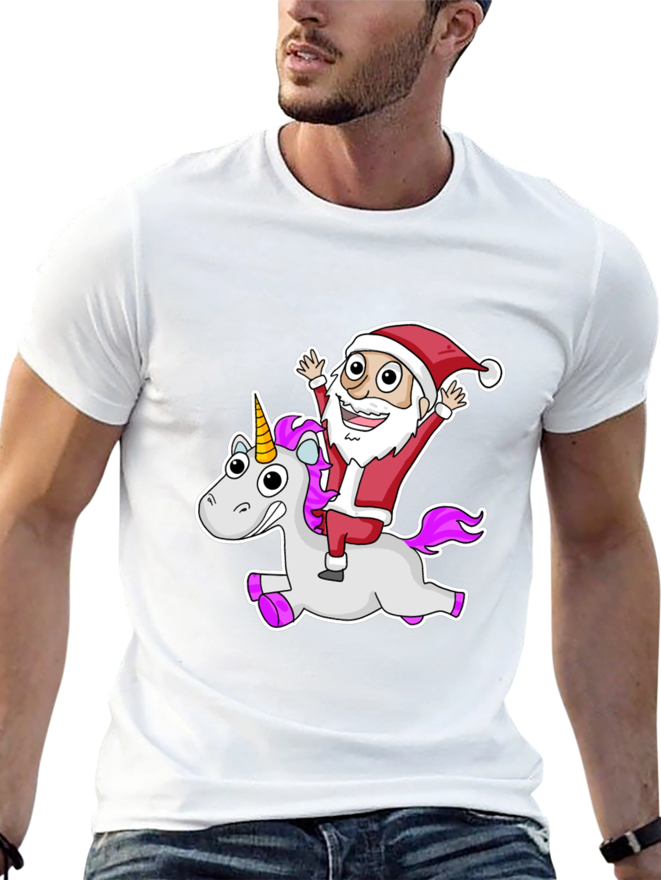 Santa Riding a Unicorn T-Shirt