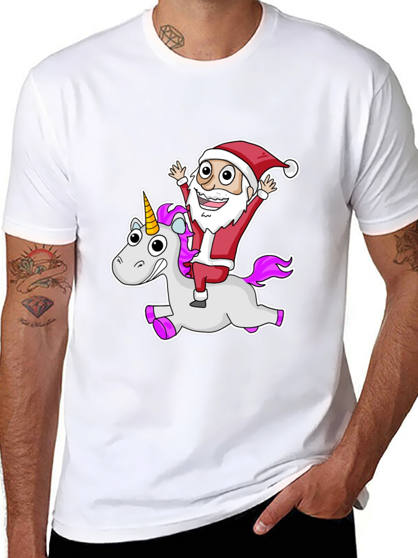 Santa Riding a Unicorn T-Shirt