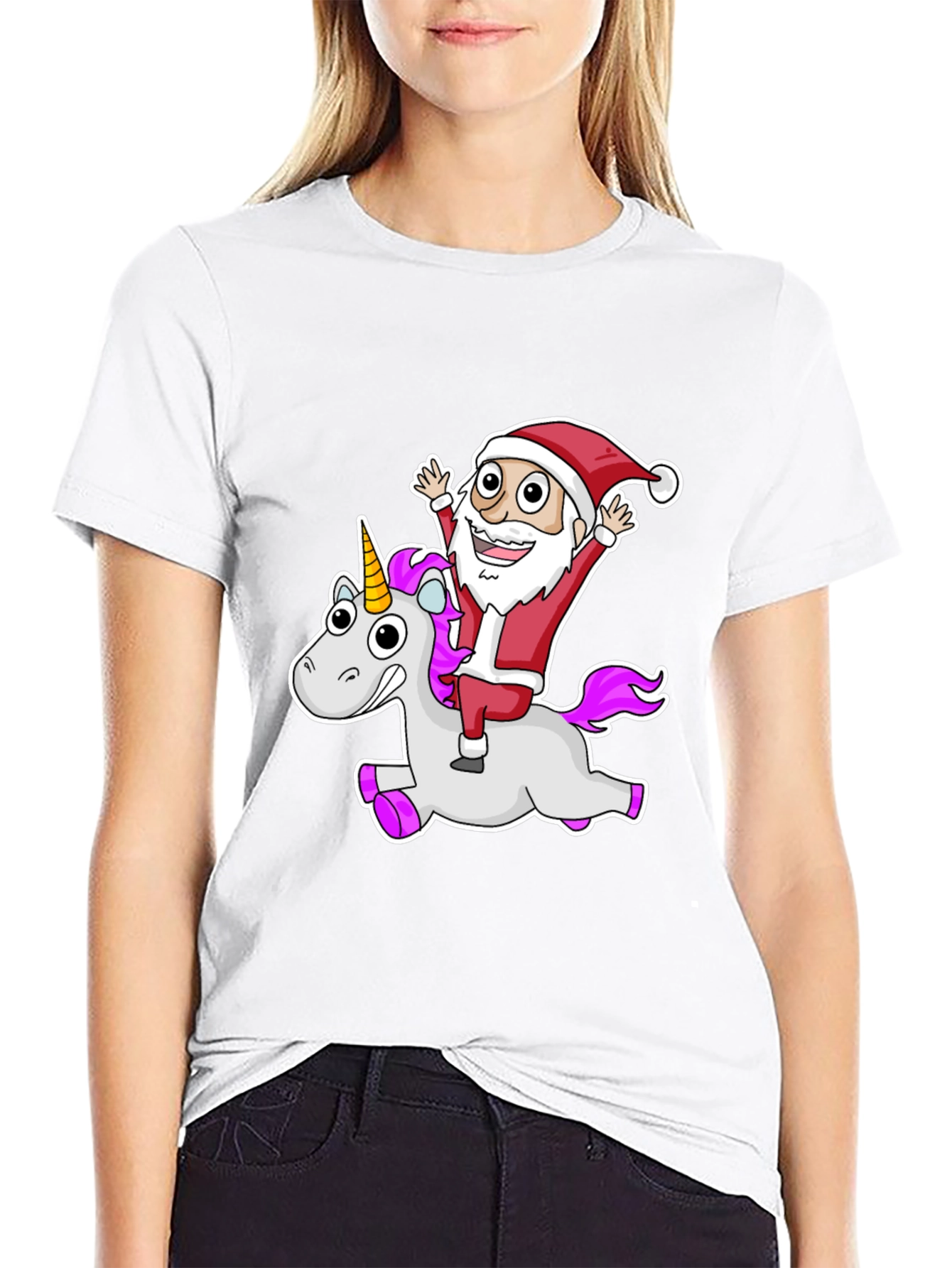 Santa Riding a Unicorn T-Shirt