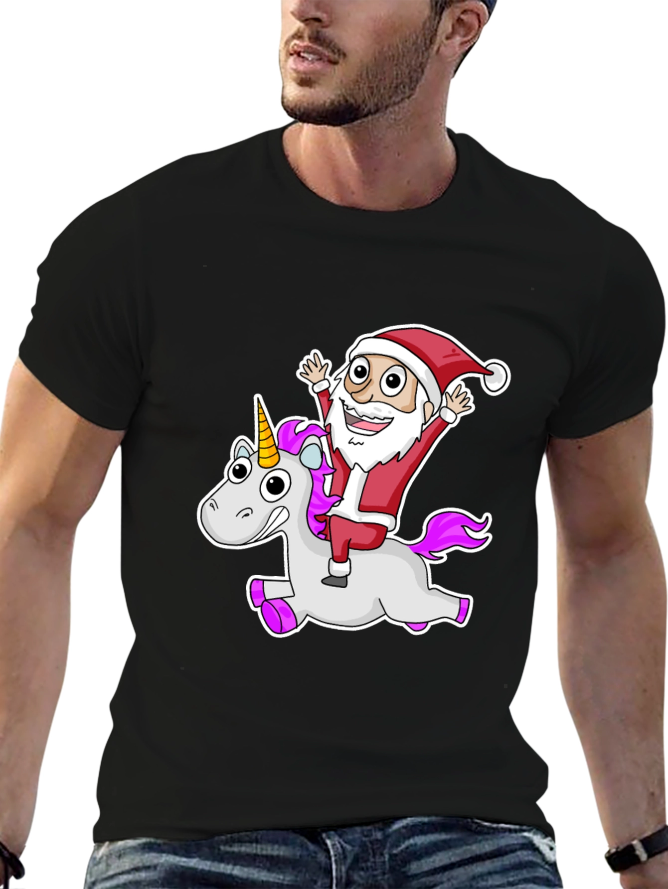 Santa Riding a Unicorn T-Shirt