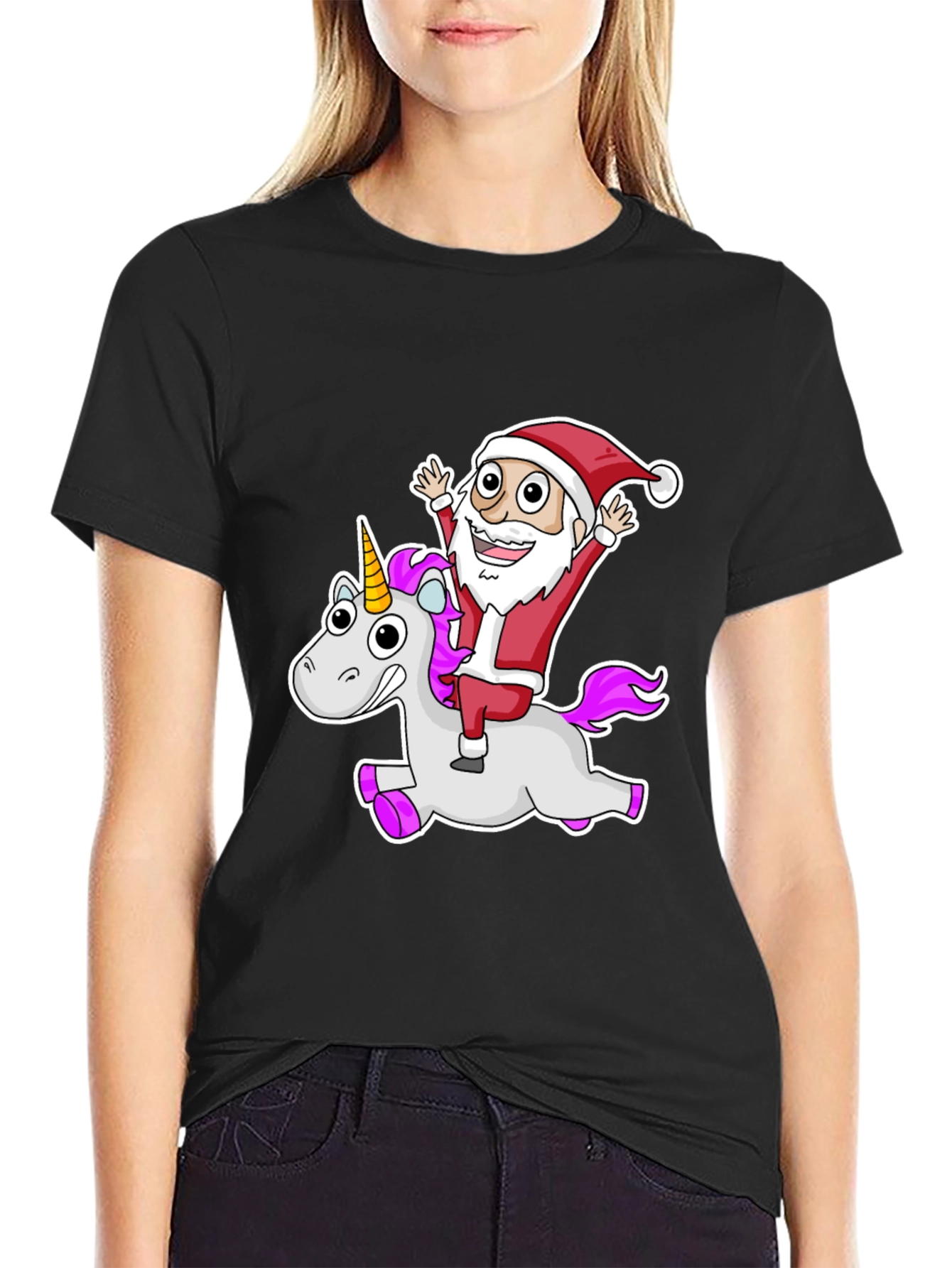 Santa Riding a Unicorn T-Shirt