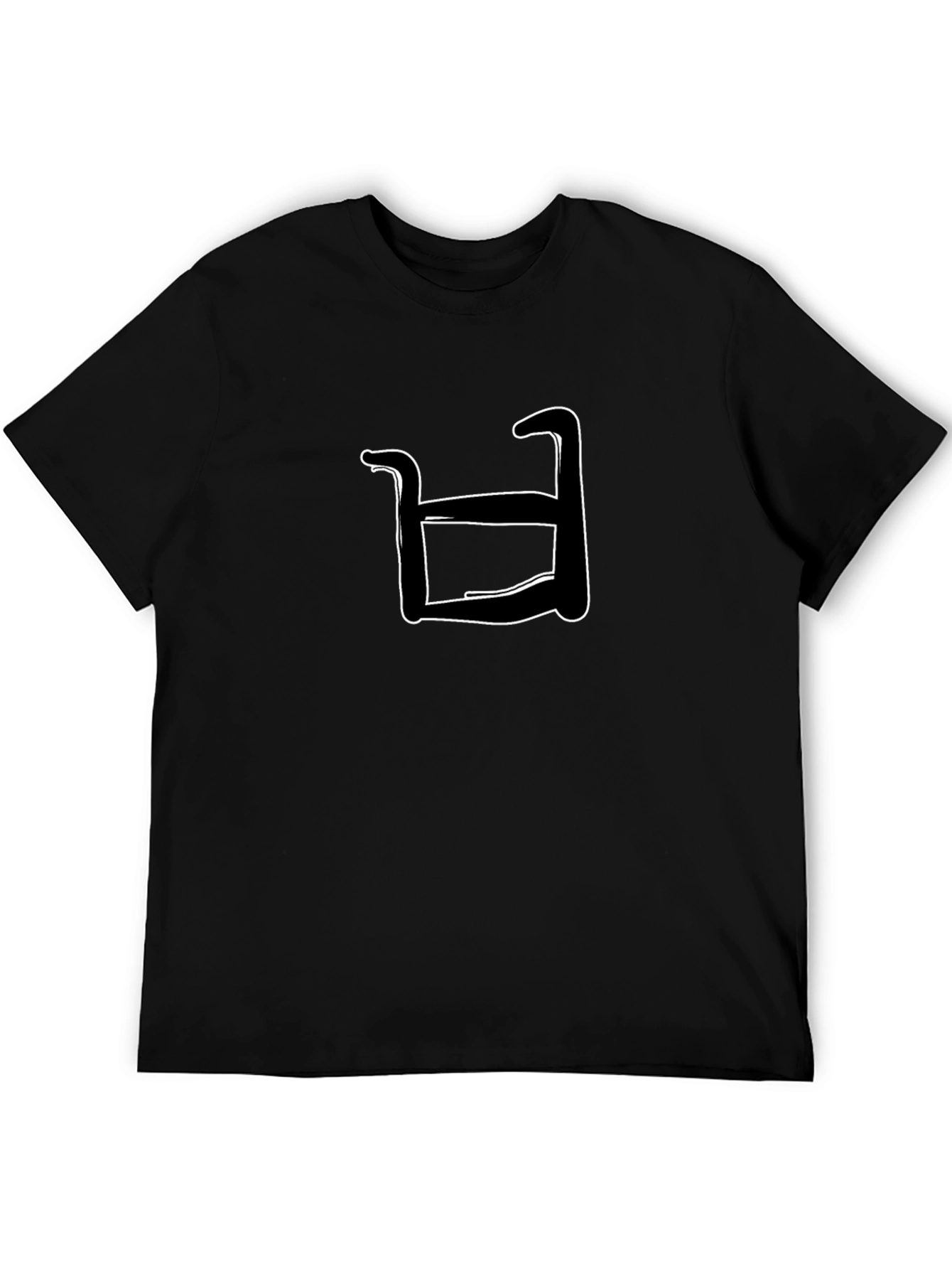 Abstract White Shape on Black T-Shirt