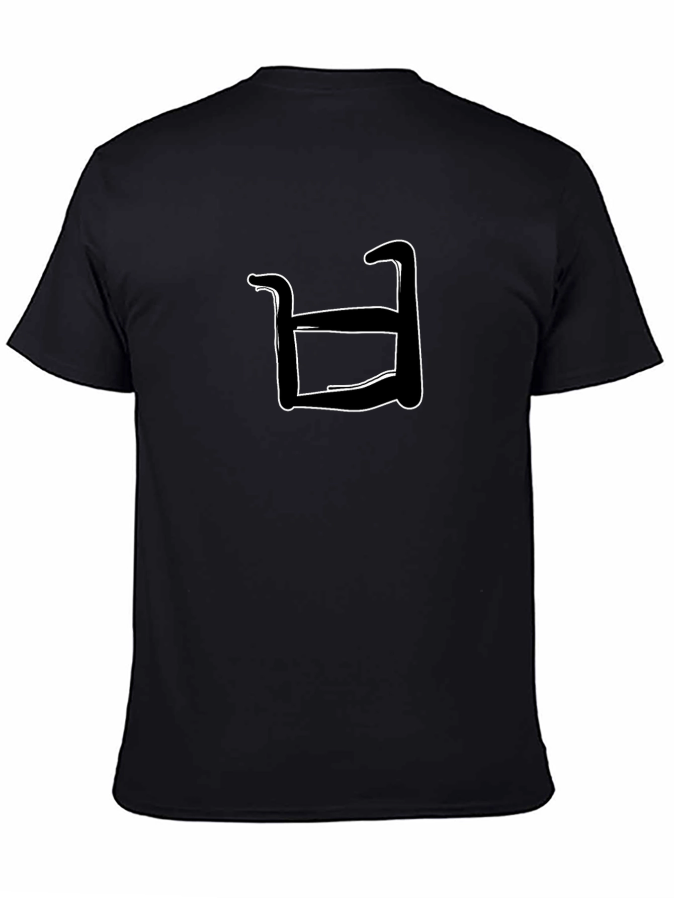 Abstract White Shape on Black T-Shirt