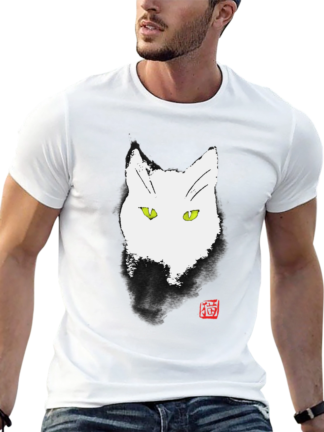 Abstract Cat Graphic Tee - Unique Ink Style