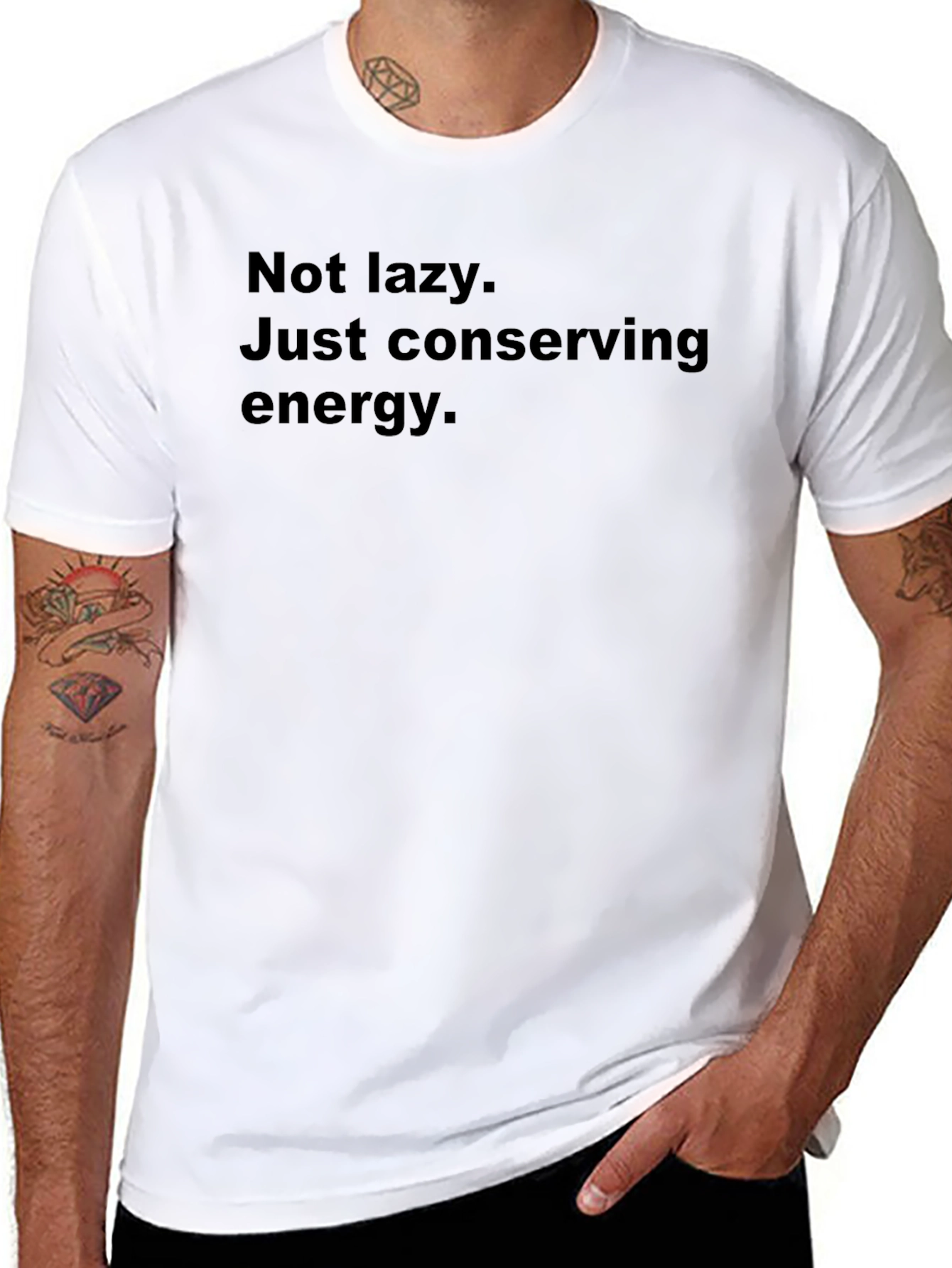 Conserving Energy Mens Black T-Shirt - Funny Slogan Tee