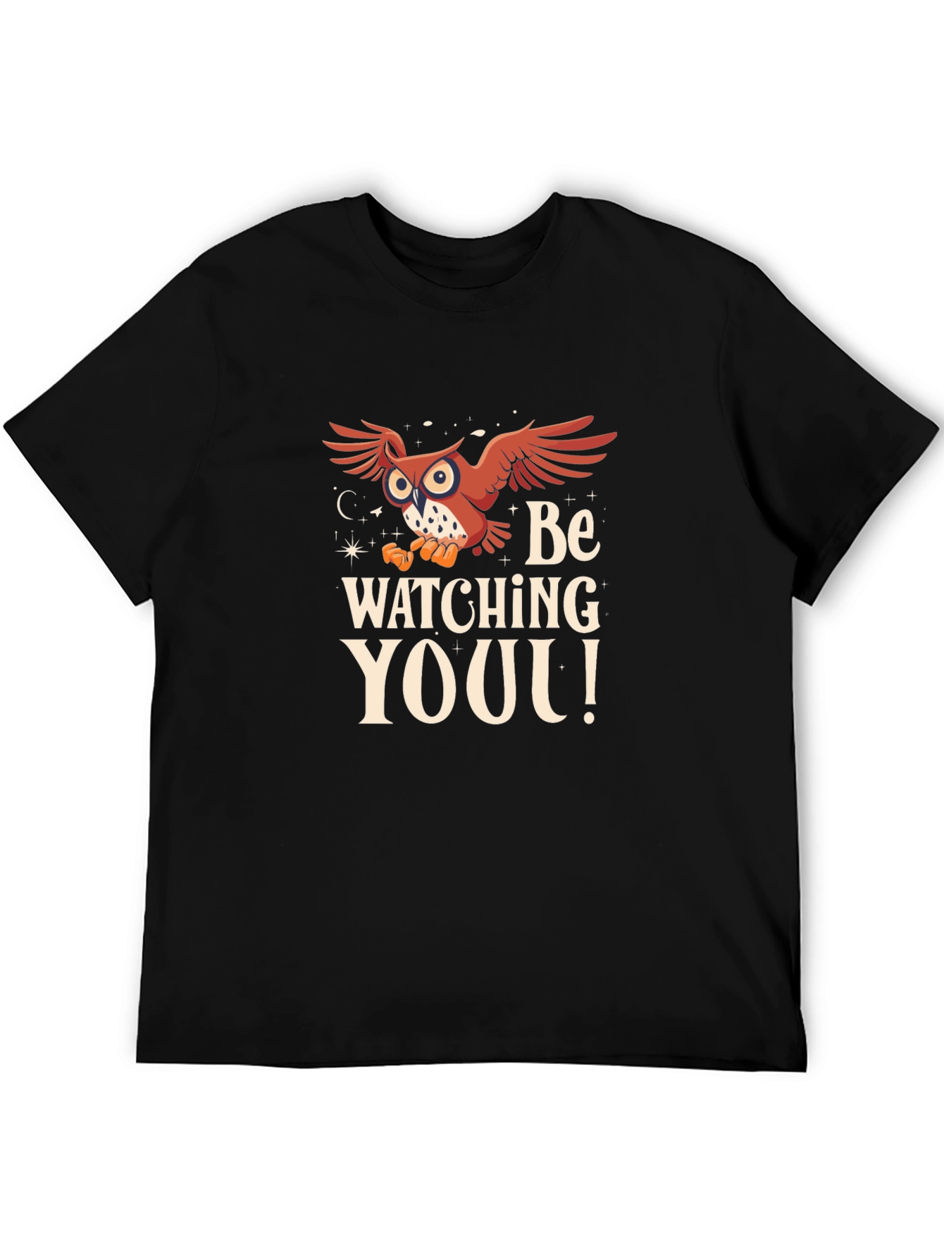 Owl Watching You Graphic Tee - Black