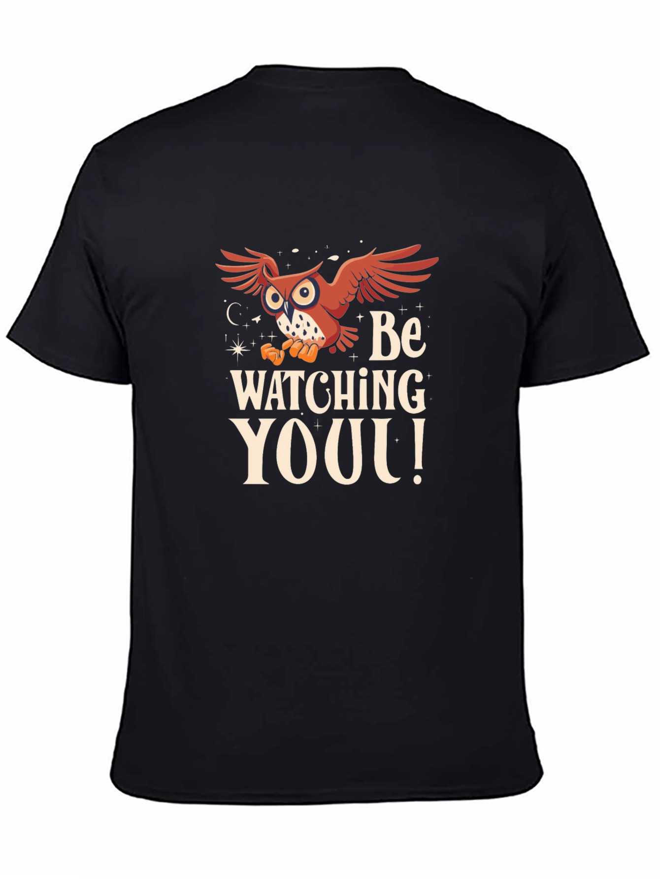 Owl Watching You Graphic Tee - Black