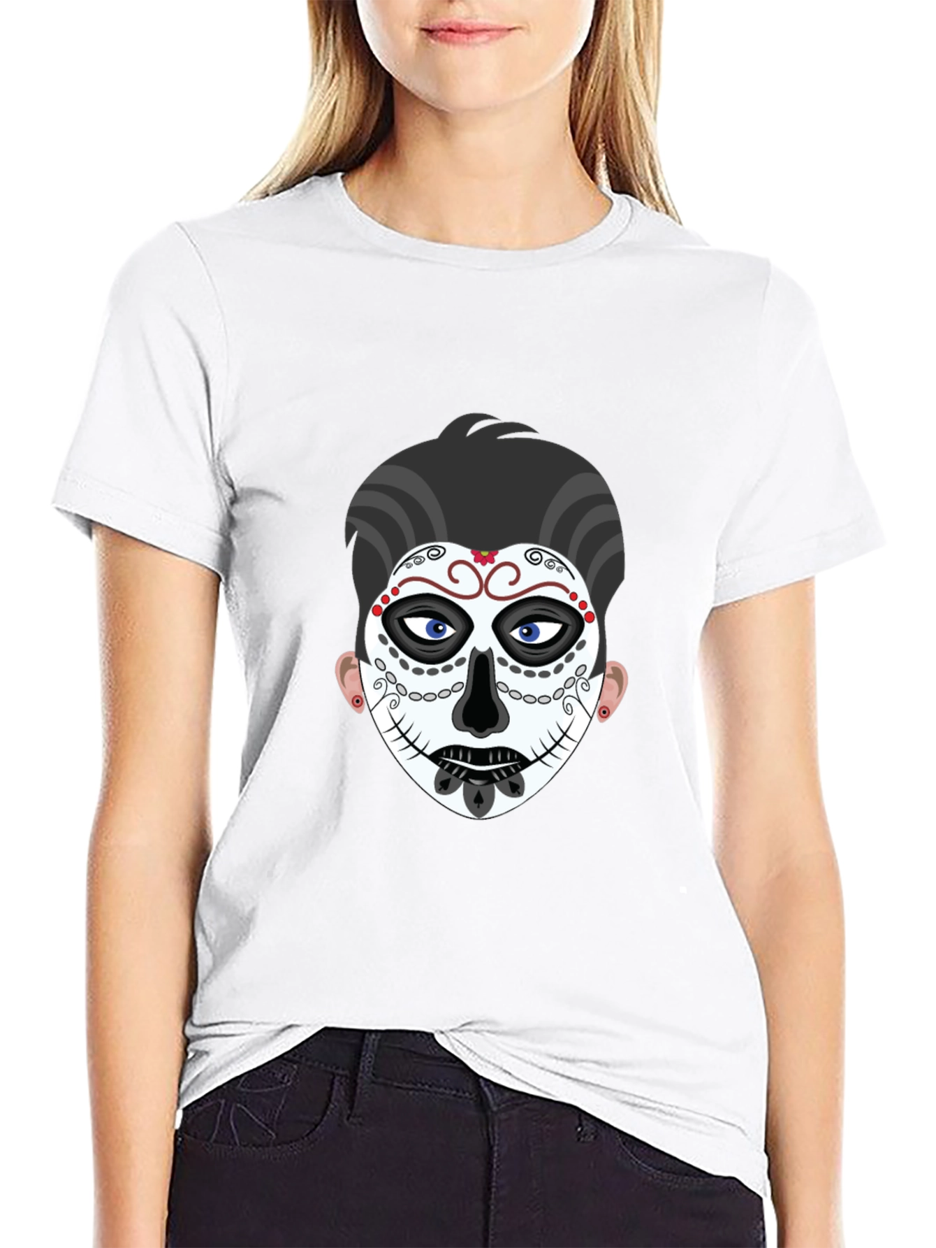 Sugar Skull Graphic Tee - Black