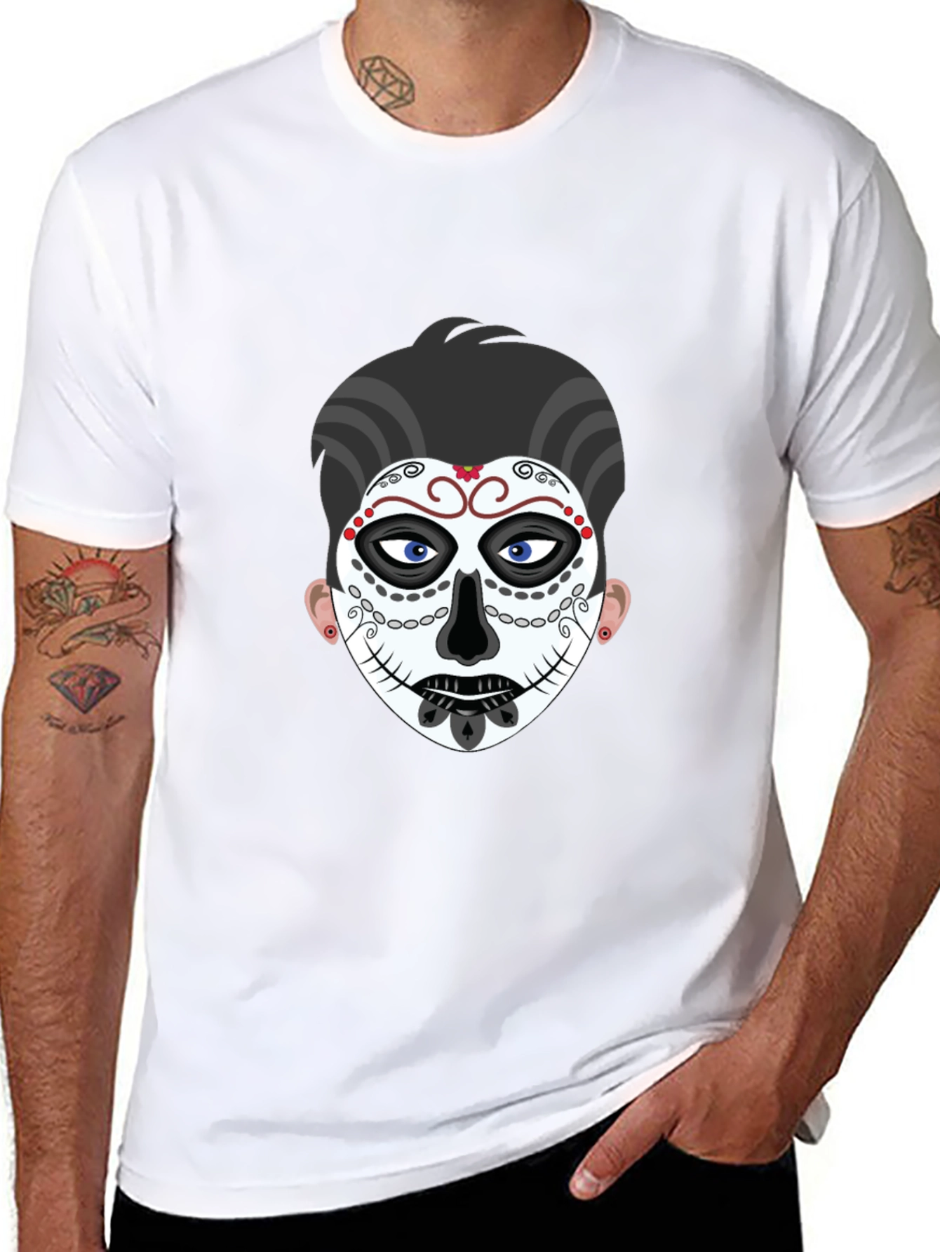 Sugar Skull Graphic Tee - Black