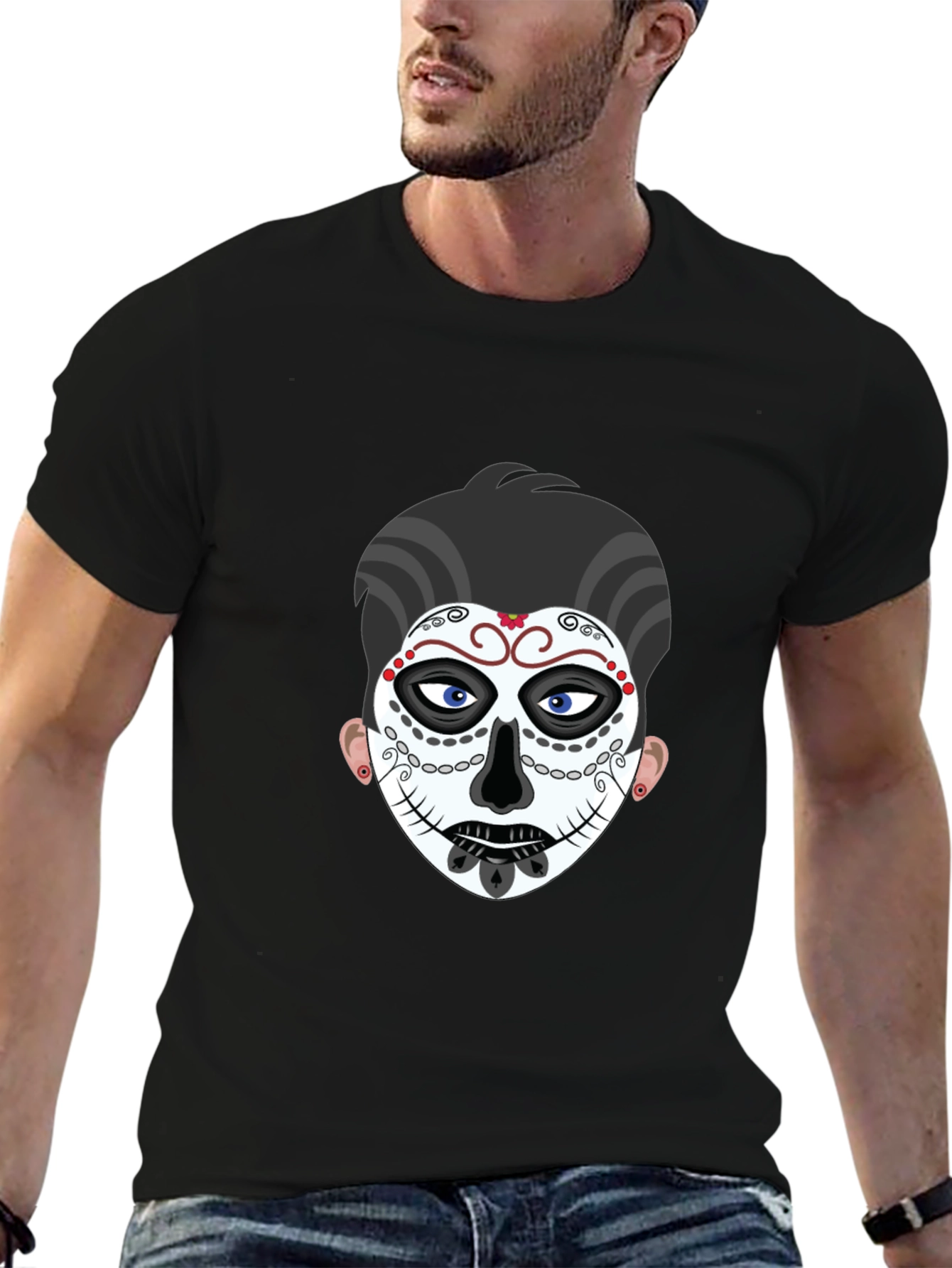 Sugar Skull Graphic Tee - Black
